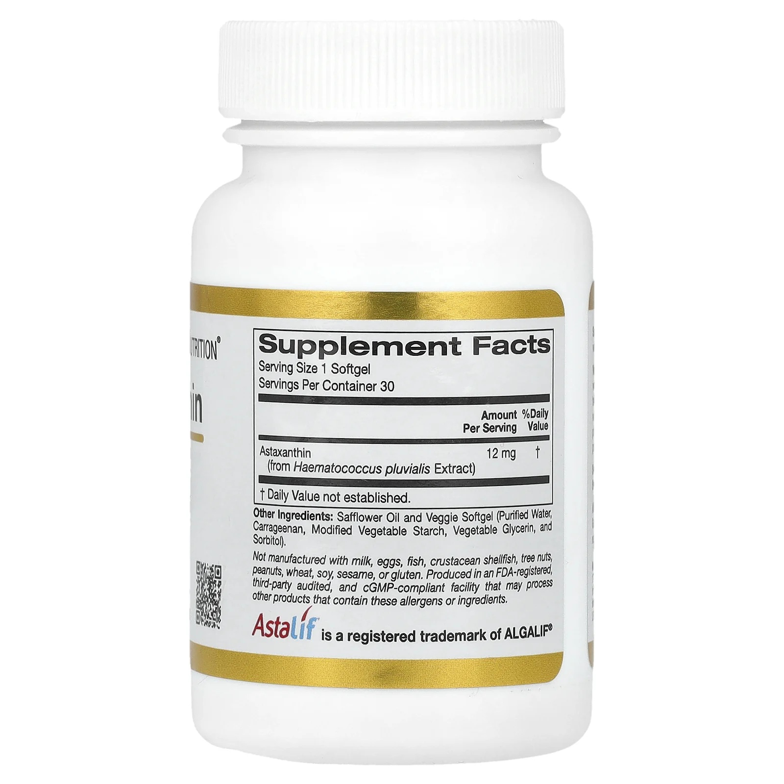 California Gold Nutrition, астаксантин, чистый исландский продукт AstaLif, 12 мг, 30 растительных мягких таблеток