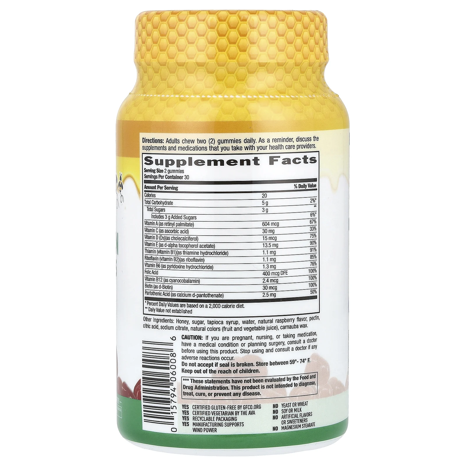 Country Life, Мультивитаминные жевательные мармеладки для взрослых, натуральная малина, 60 жевательных таблеток