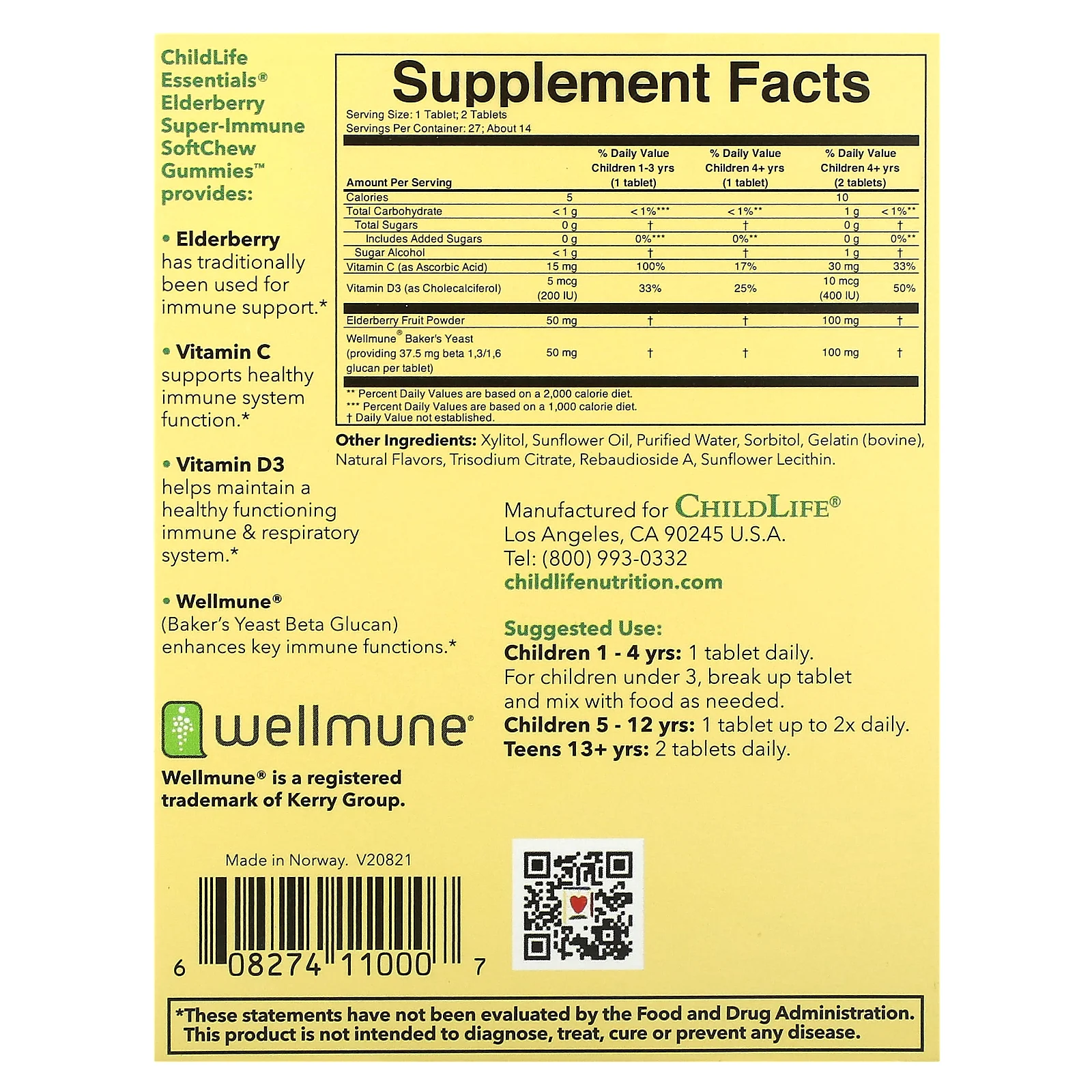 ChildLife Essentials, Super-Immune SoftChew Gummies, жевательные таблетки с бузиной для детей, со вкусом натуральных ягод, 27 таблеток