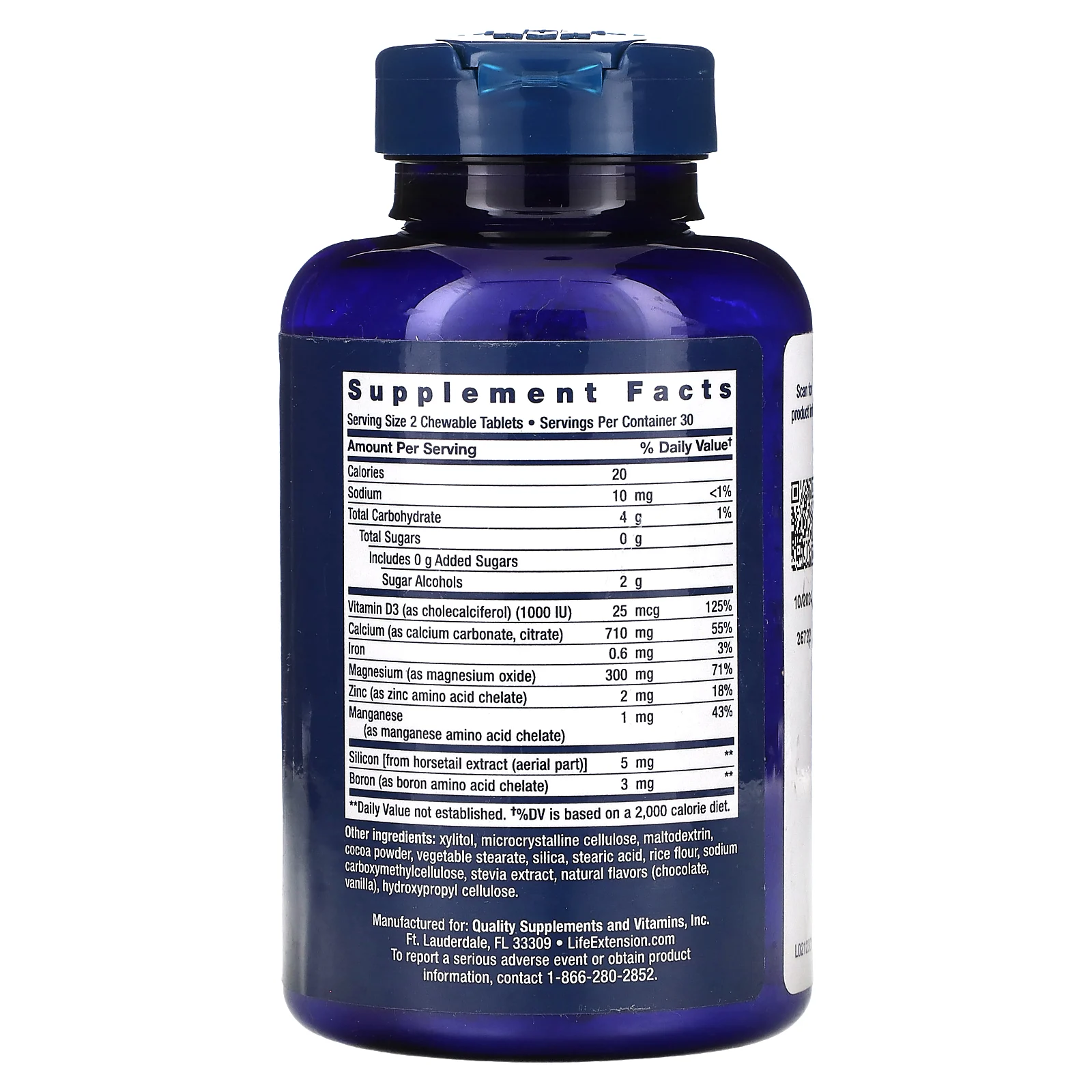 Life Extension, Bone Restore, восстановление костей, шоколад, 60 жевательных таблеток