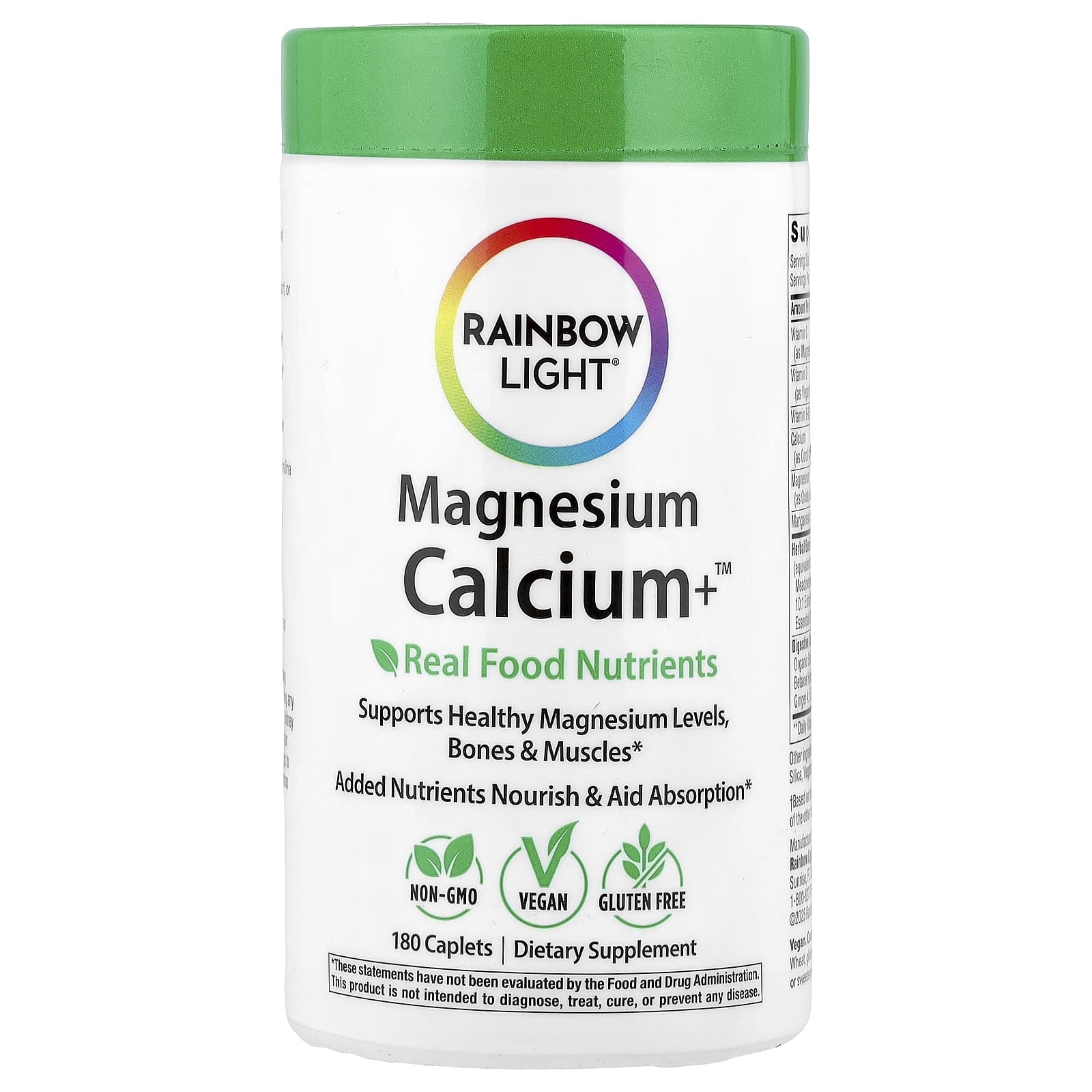 Rainbow Light, магний Calcium+™, 180 капсул