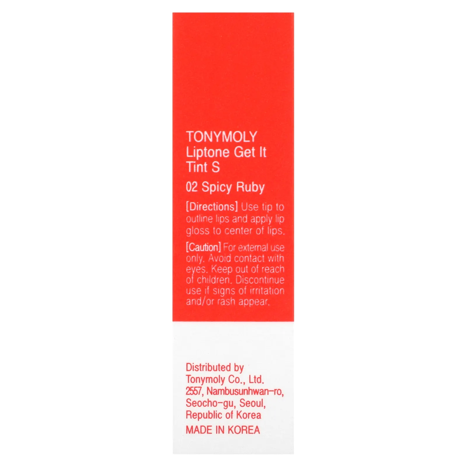 Tony Moly, LIPTONE Get It Tint S, 02 пряный рубиновый, 3 г