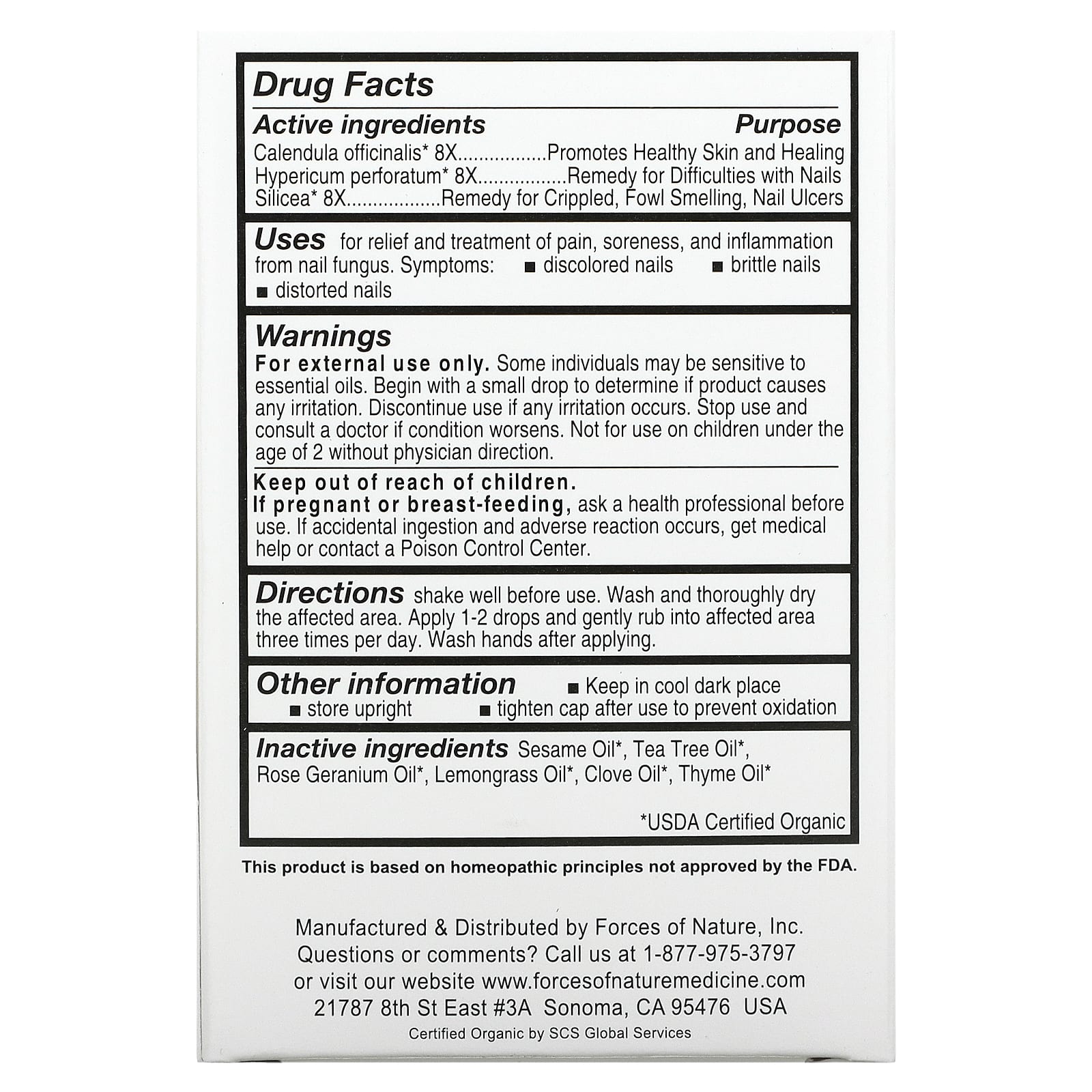 Forces of Nature, средство от грибка ногтей, органическое растительное средство, повышенная сила действия, 11 мл (0,37 жидк. унции)