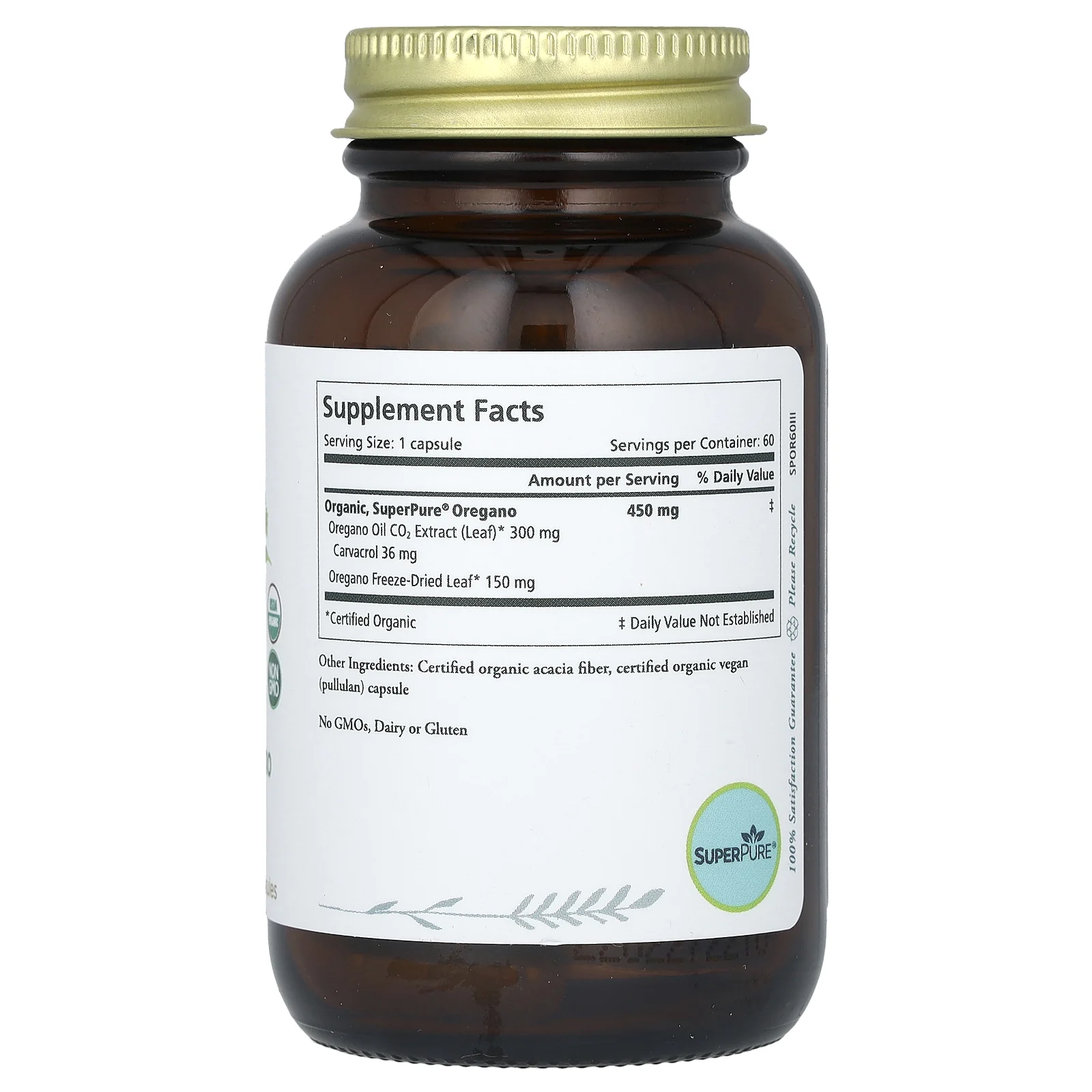 Pure Synergy, SuperPure, орегано, 60 капсул