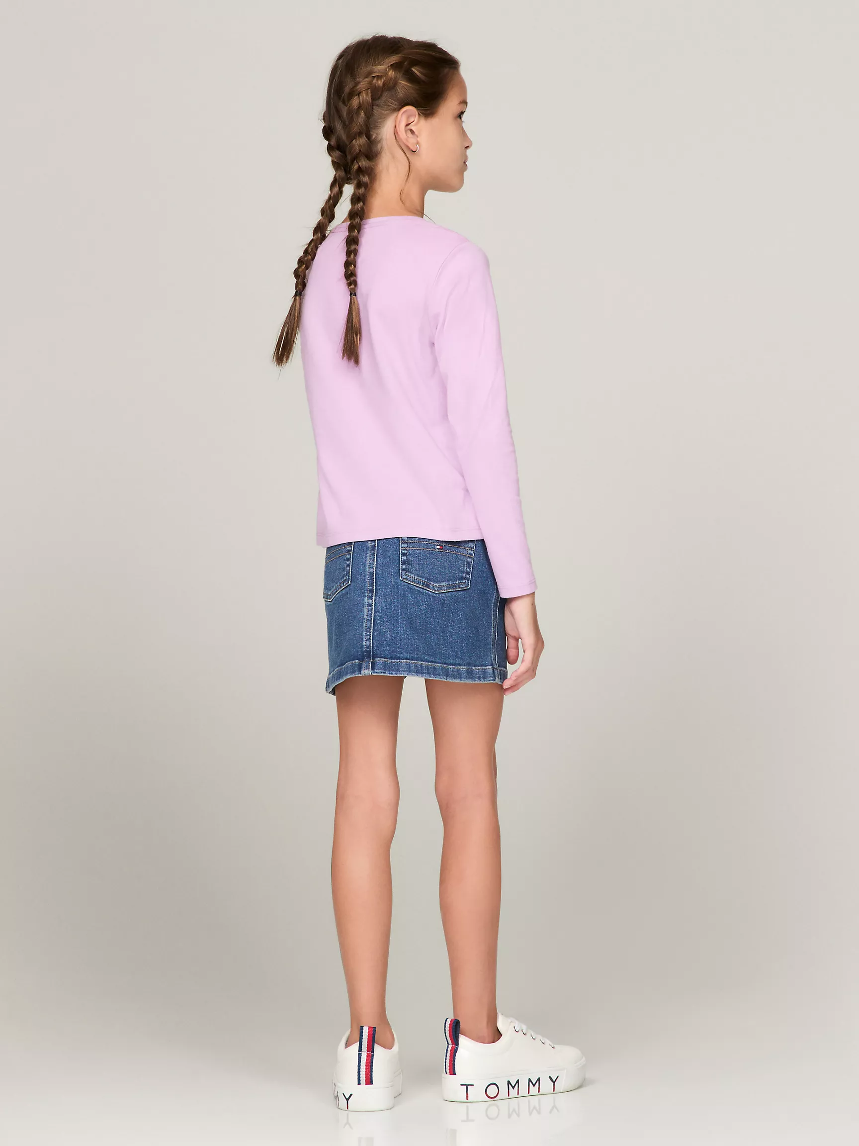 Футболка для девочек Tommy Hilfiger, Детская однотонная футболка с длинным рукавом