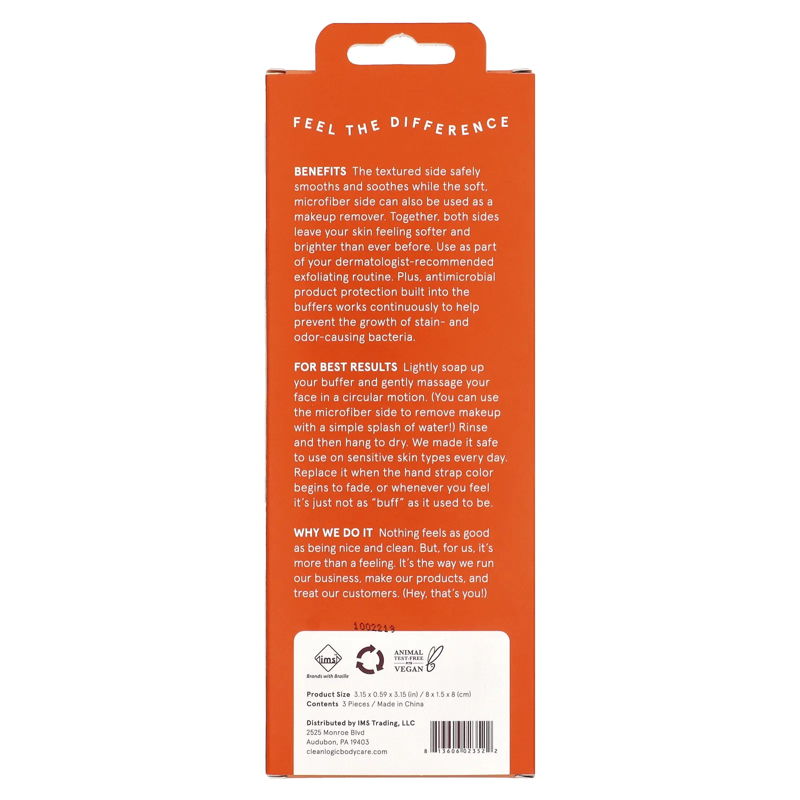 CleanLogic, Средства для ванны и тела, буферы для снятия макияжа, 3 буфера с двойной текстурой