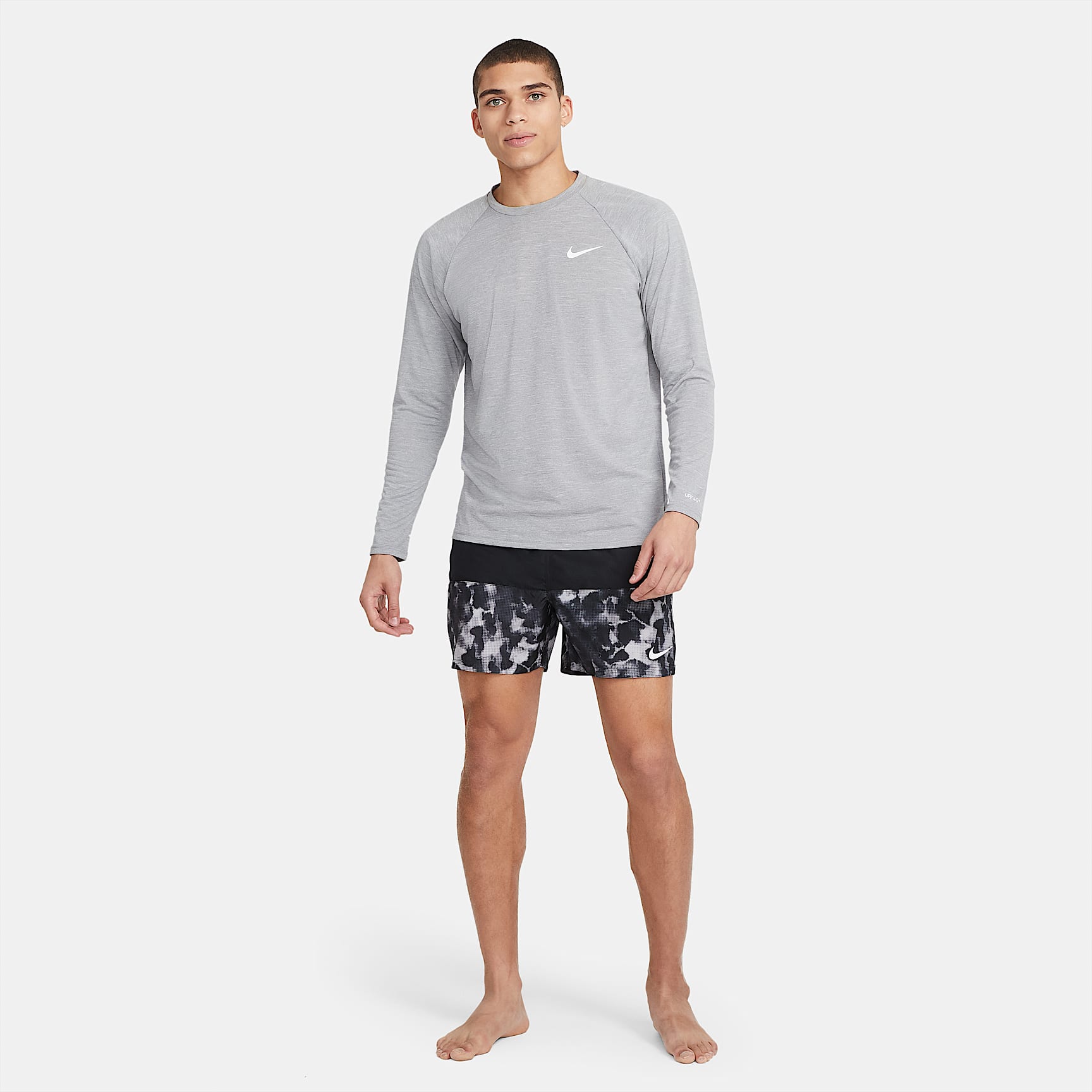 Nike Men's Heathered Long-Sleeve Hydroguard Swim Shirt