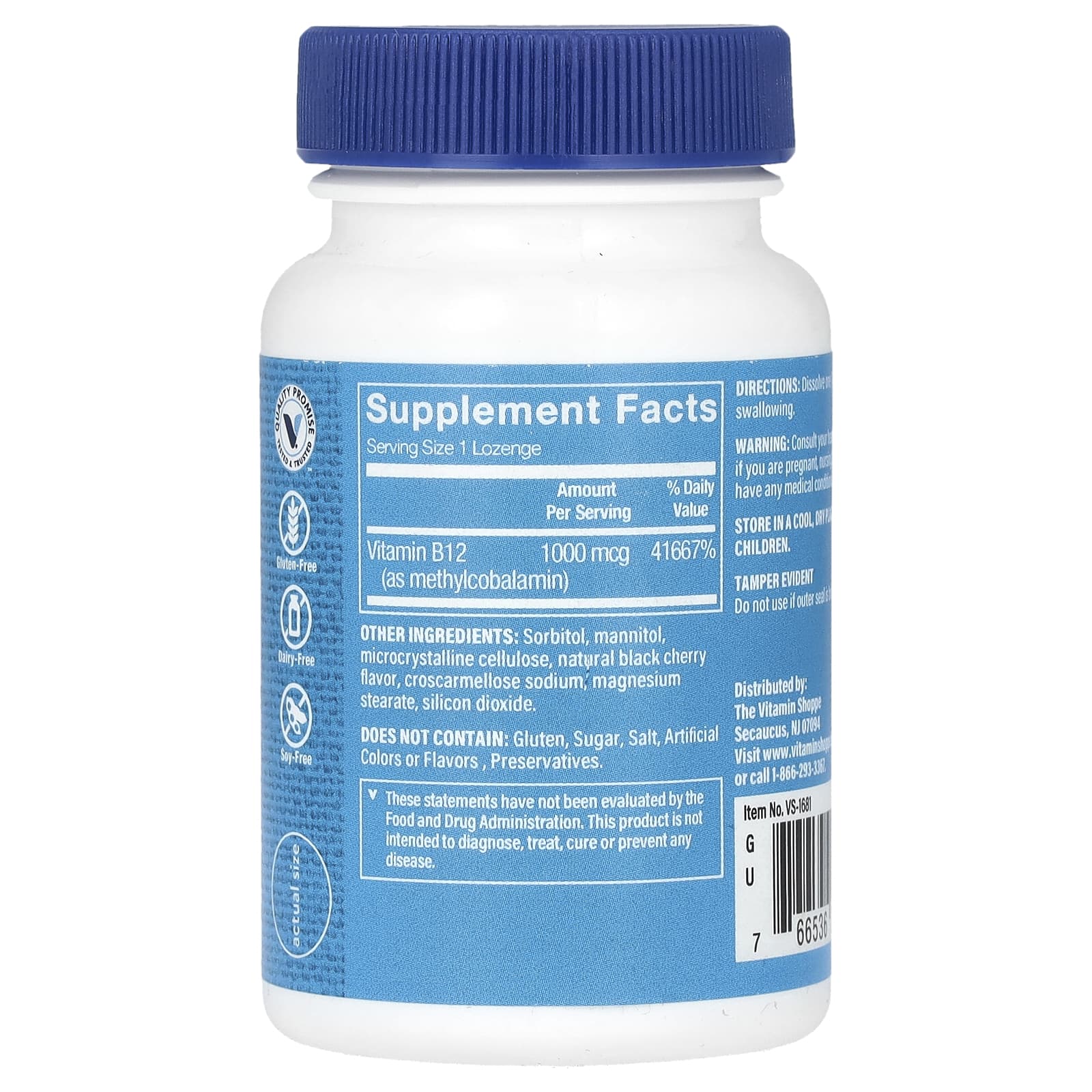 The Vitamin Shoppe, витамин B12 в форме метилкобаламина, со вкусом черешни, 1000 мкг, 60 пастилок