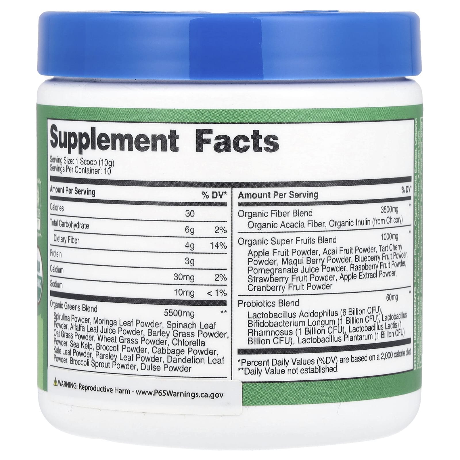 Nutricost, Органическая суперзеленая, без добавок, 103 г (3,7 унции)