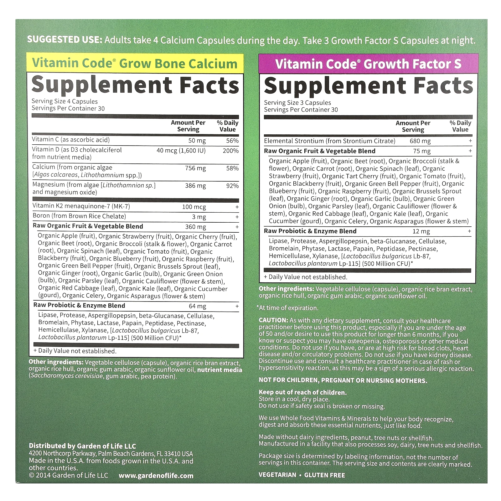 Garden of Life, Витаминный код, система роста костей, программа из 2 частей