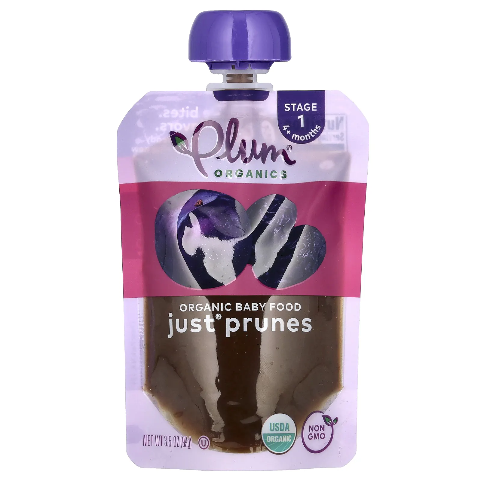Plum Organics, Органическое детское питание, этап 1, просто чернослив, 99 г (3,5 унции)