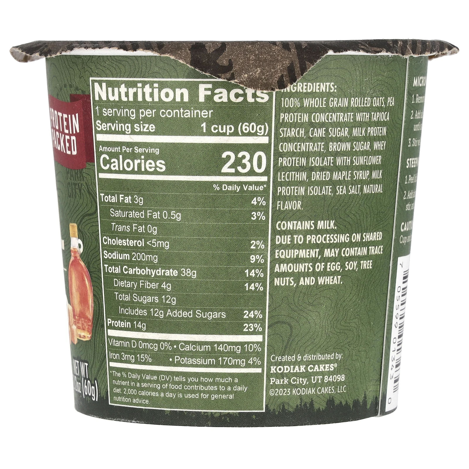 Kodiak Cakes, Oatmeal Power Cup®, Maple & Brown Sugar, 2.12 oz (60 g)