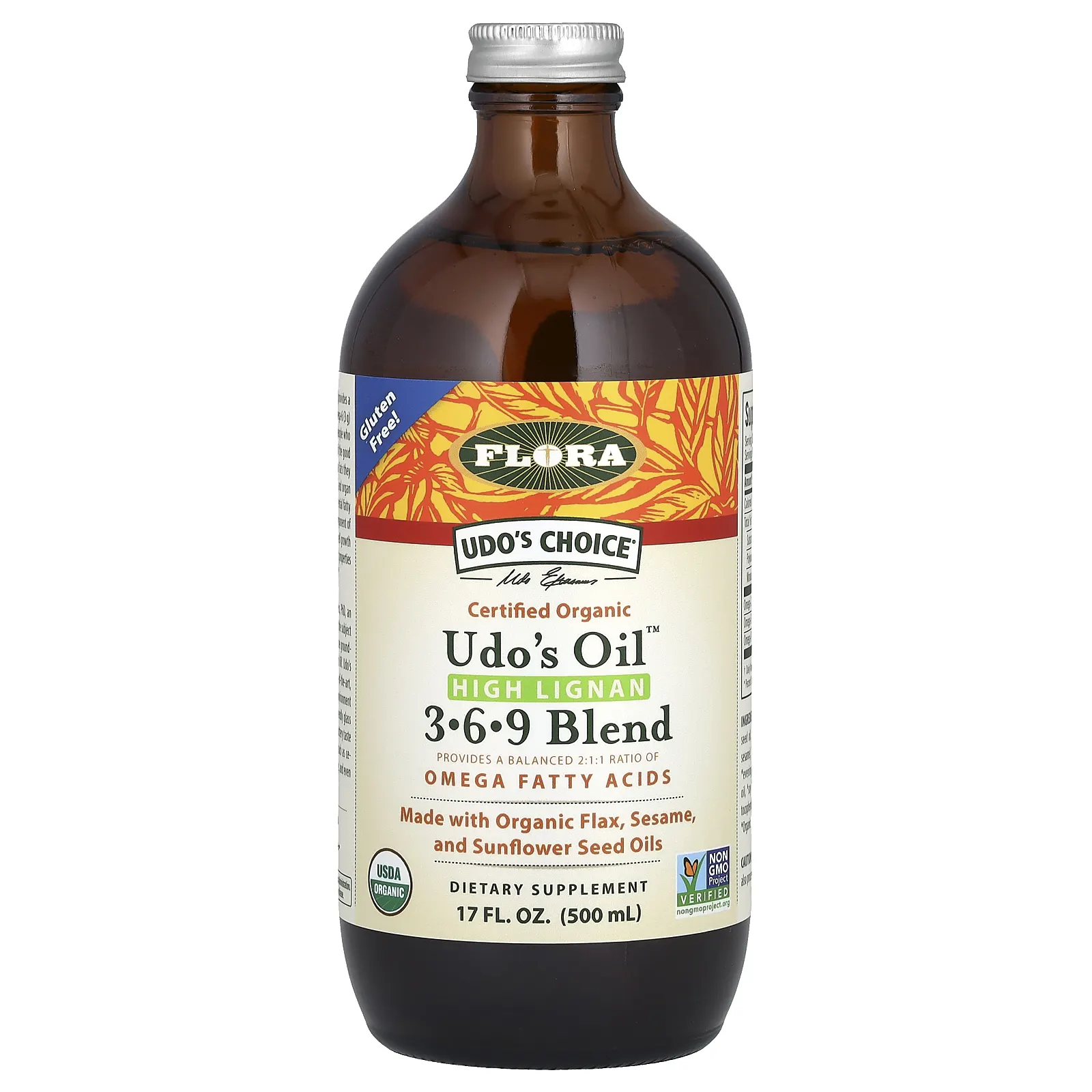 Flora, Udo's Choice, сертифицированная органическая смесь Udo's Oil с высоким содержанием лигнана 3, 6, 9, 500 мл (17 жидк. унций)