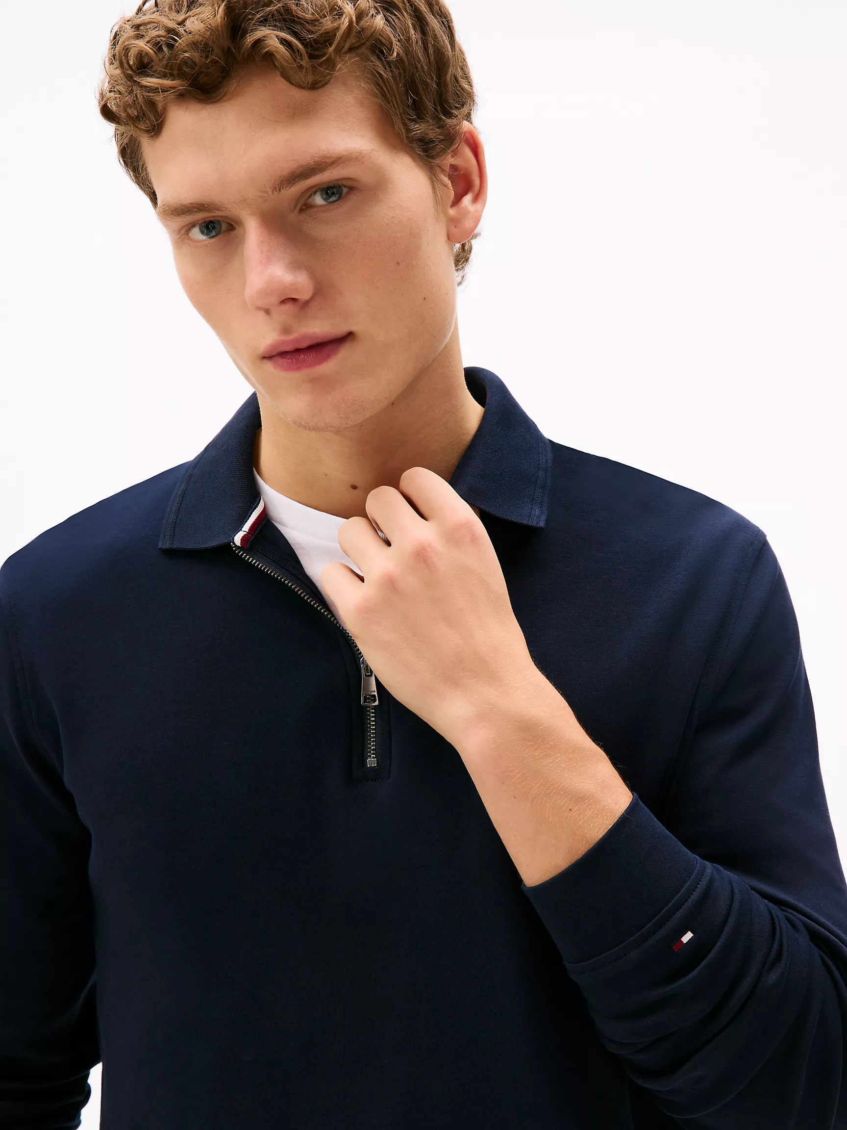 Мужское поло Tommy Hilfiger, Поло стандартного кроя с длинными рукавами и молнией