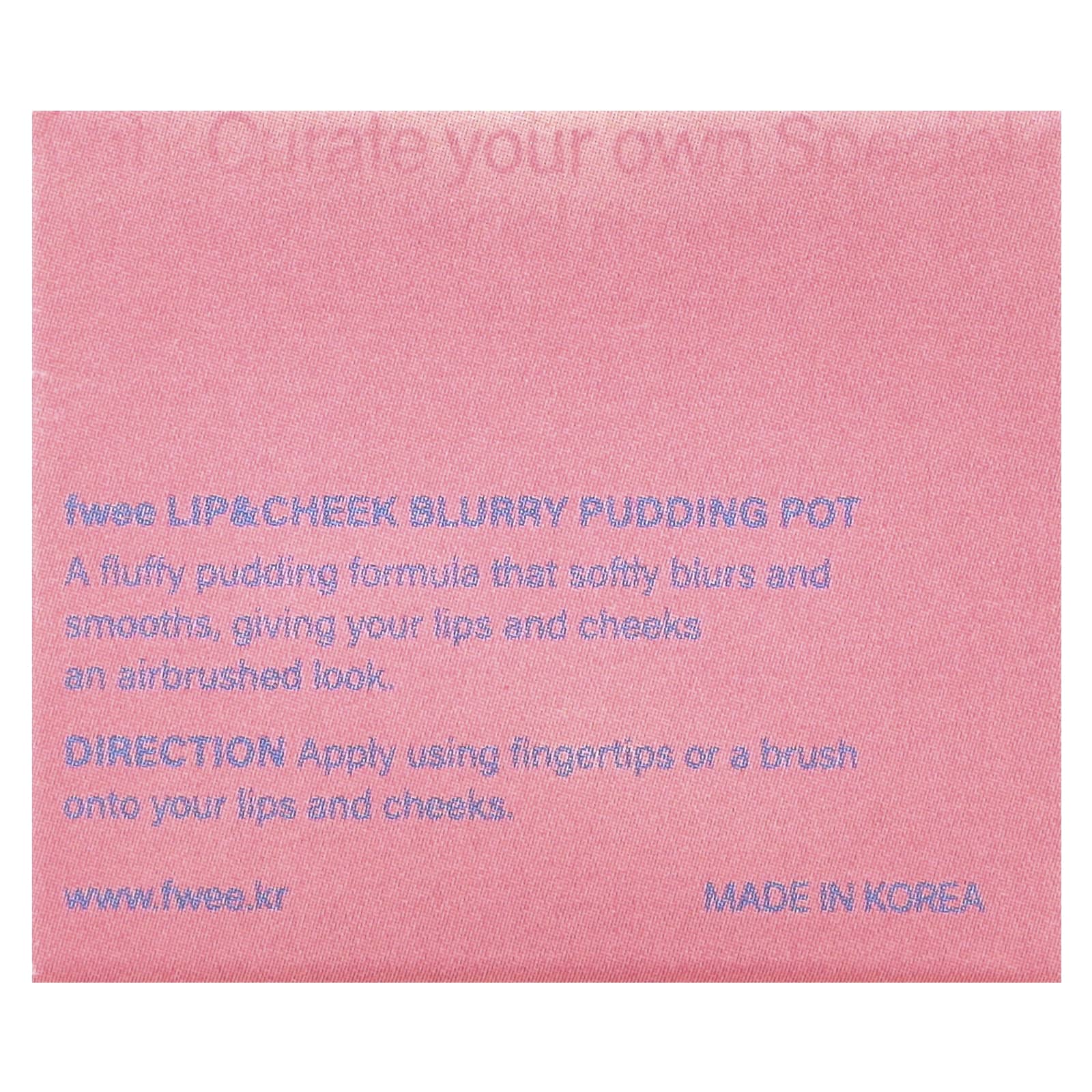 fwee, Lip & Cheek Blurry Pudding Pot, CR01 Dear, 5 г (0,17 унции)