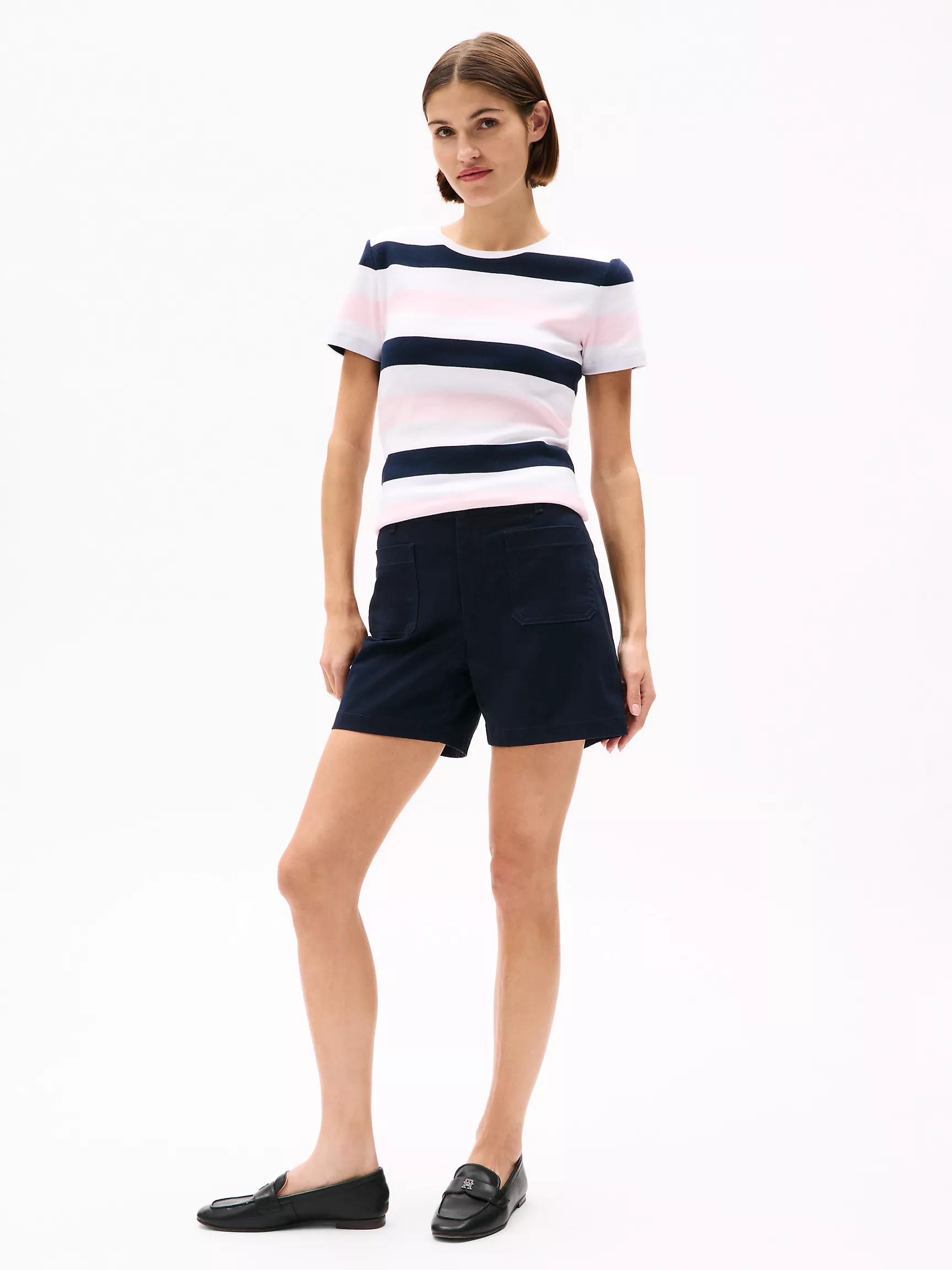 Женская футболка Tommy Hilfiger, Футболка с круглым вырезом и полосками в стиле регби