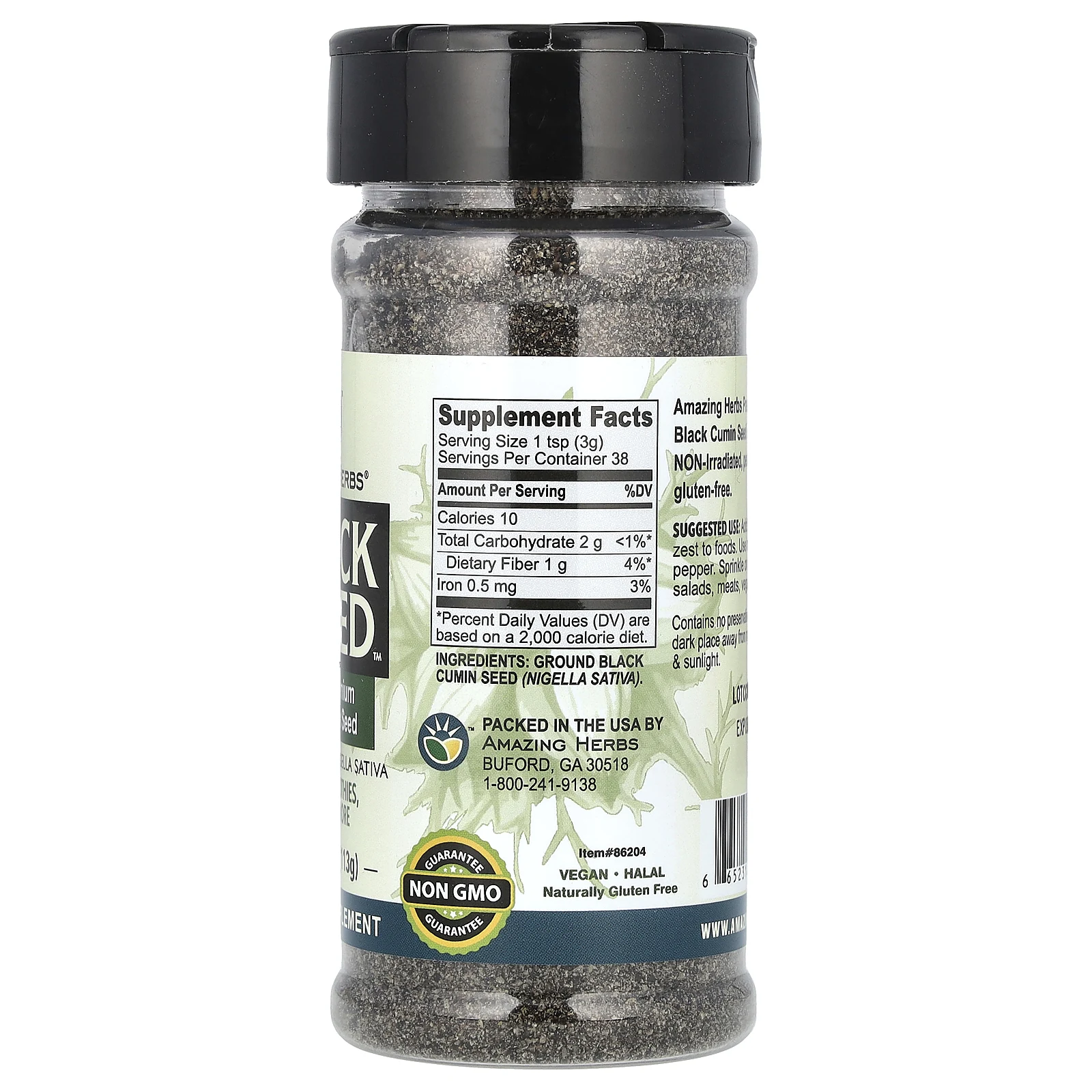 Amazing Herbs, Black Seed, молотые семена черного тмина премиального качества, 113 г (4 унции)