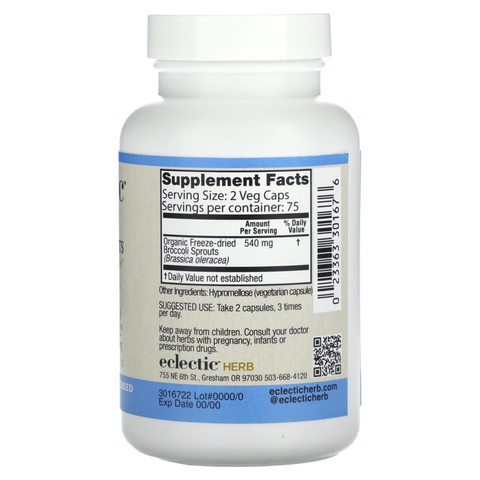 Eclectic Herb, сублимированная капуста брокколи, 270 мг, 150 растительных капсул