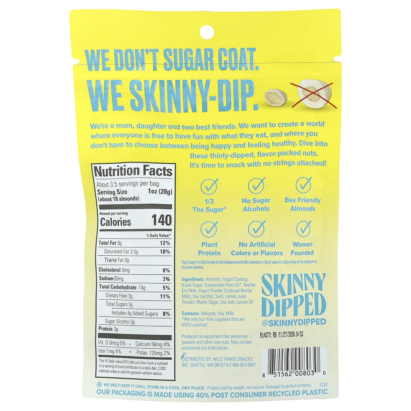 SkinnyDipped, Миндаль Lemon Bliss, 99 г (3,5 унции)