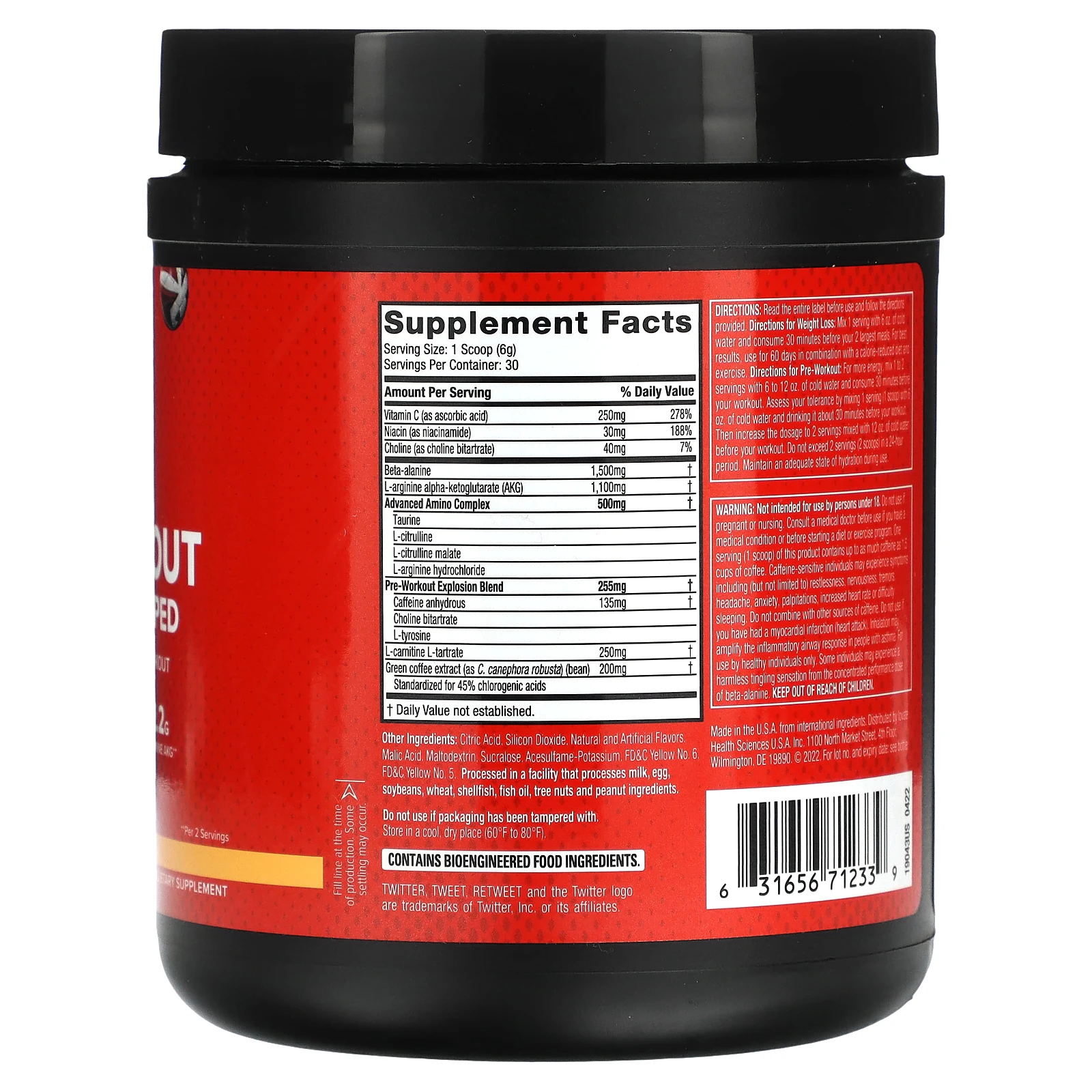 SIXSTAR, Elite Series, Pre-Workout Explosion, предтренировочный для рельефа, персик и манго, 173 г (6,10 унции)