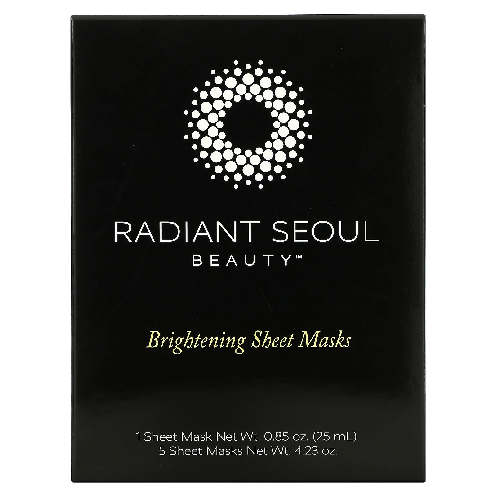 Radiant Seoul, Осветляющая тканевая маска, 5 листовых масок, 25 мл (0,85 унции) каждая