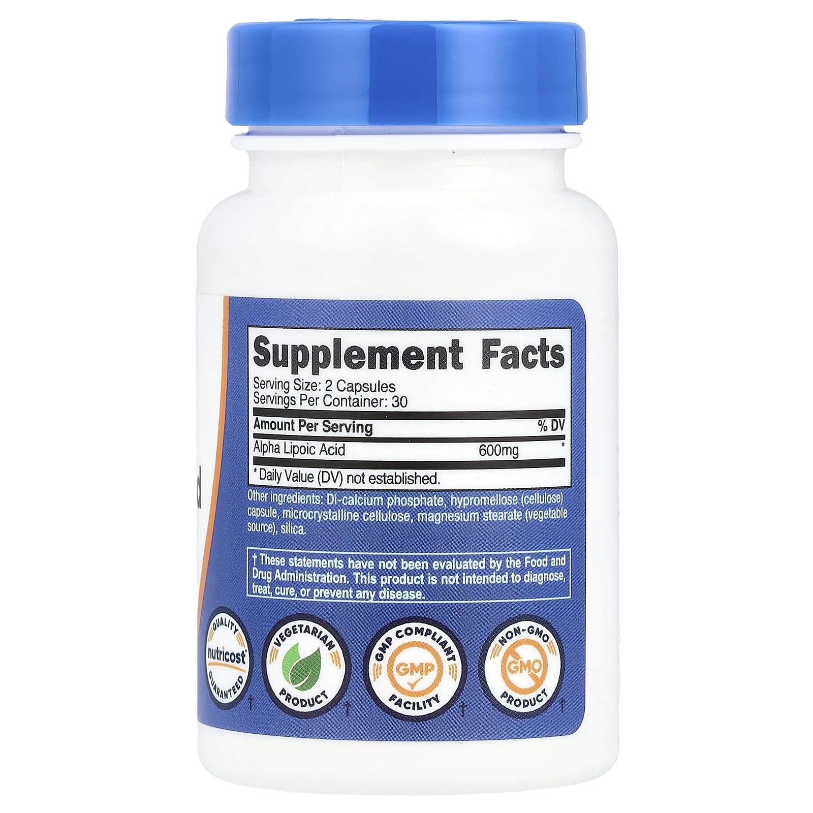 Nutricost, Альфа-липоевая кислота, 600 мг, 60 капсул (300 мг на порцию)