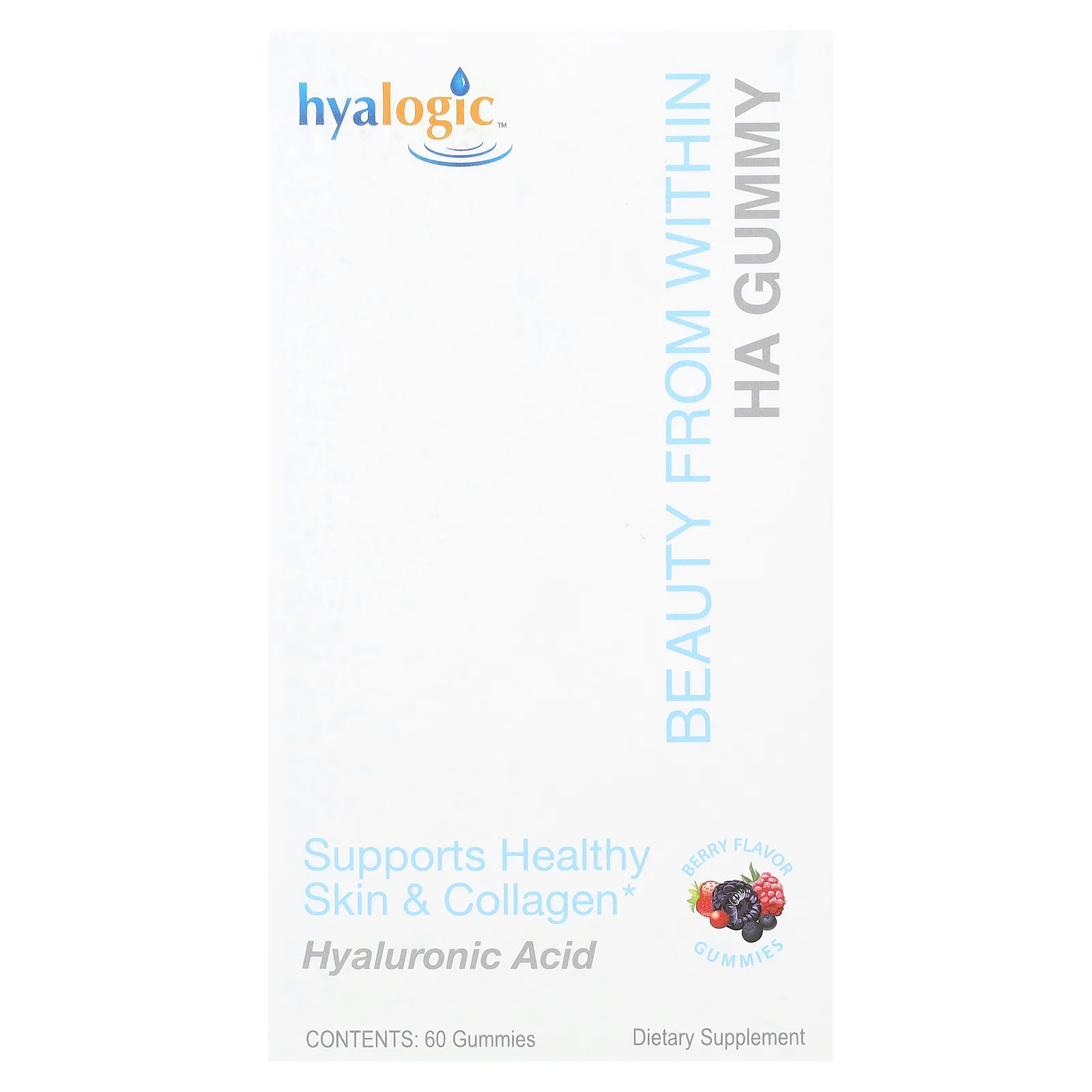 Hyalogic, Beauty From Within, жевательная гиалуроновая кислота, со вкусом ягод, 60 жевательных таблеток