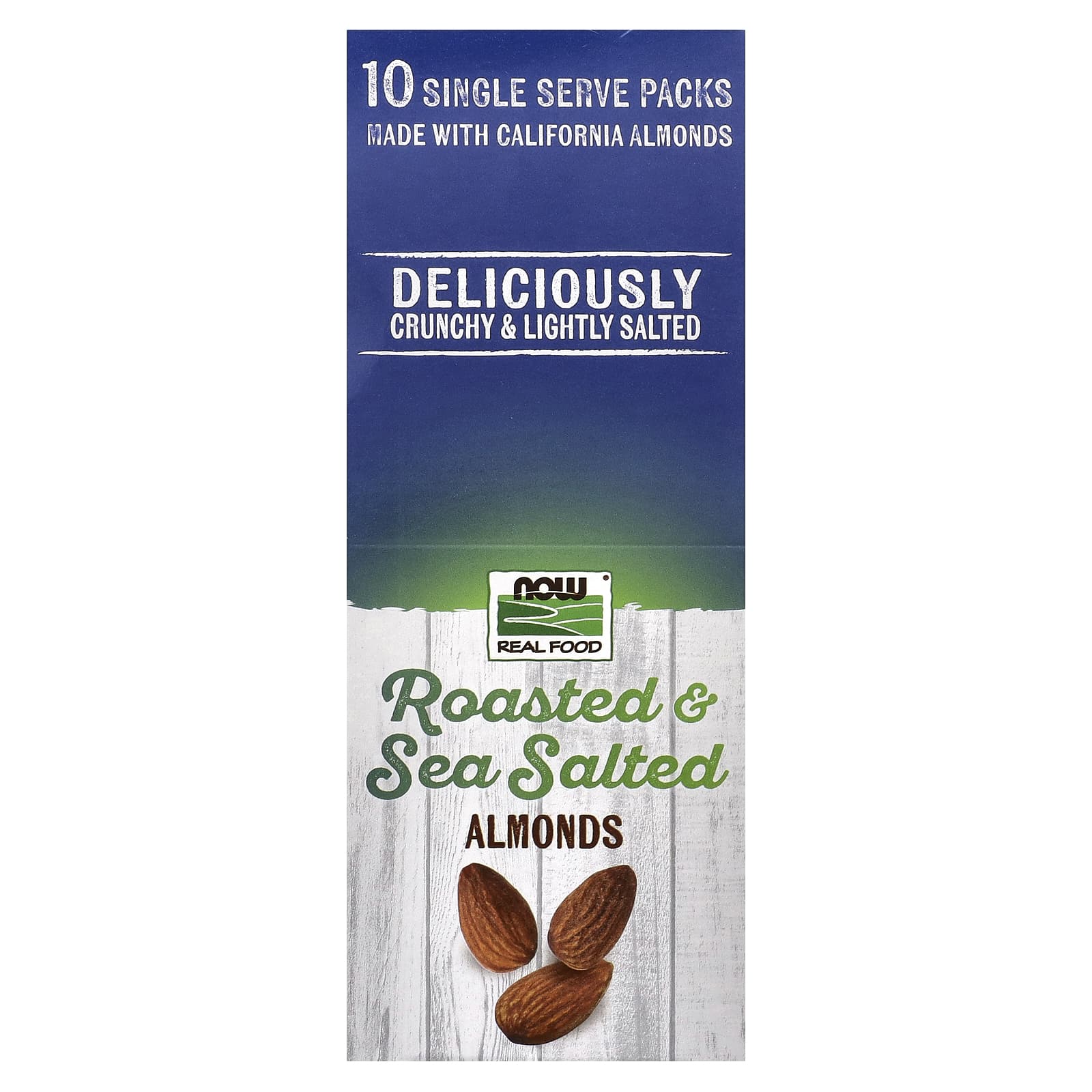 NOW Foods, Миндаль, обжаренный с морской солью, 10 пакетиков по 35 г (1,25 унции)