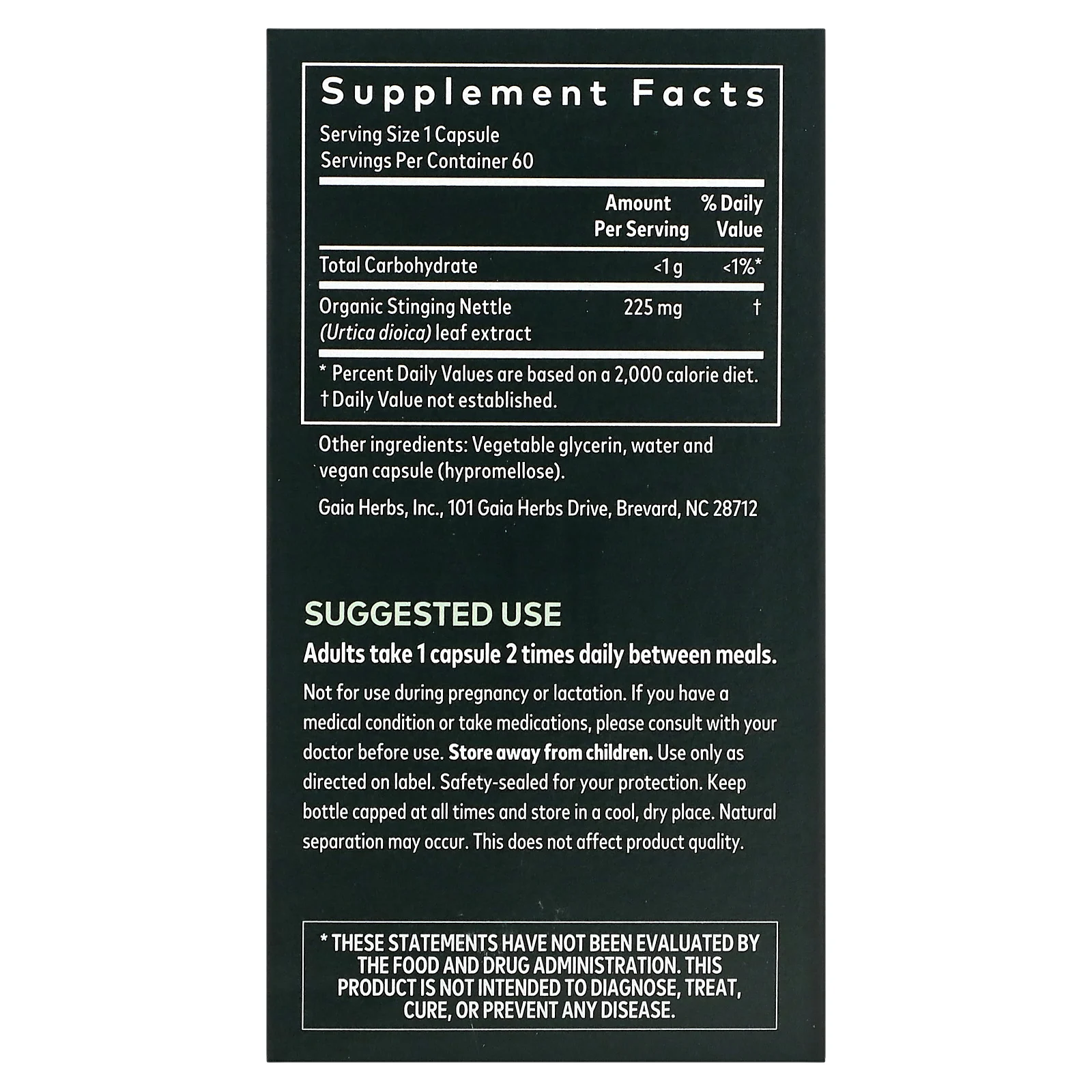 Gaia Herbs, Листья крапивы, 60 веганских капсул Liquid Phyto-Caps