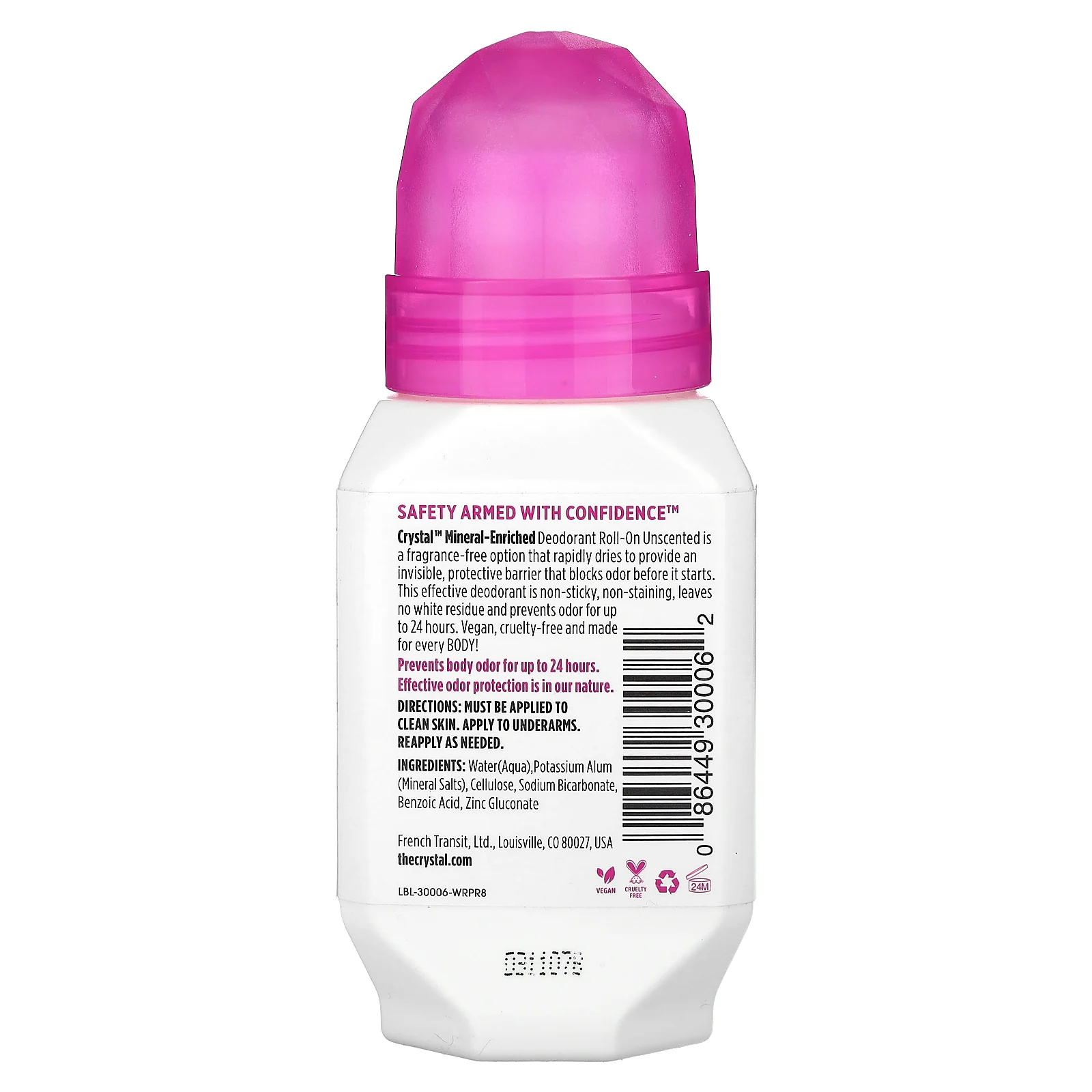 CRYSTAL, минеральный шариковый дезодорант, без запаха, 66 мл (2,25 жидк. унции)