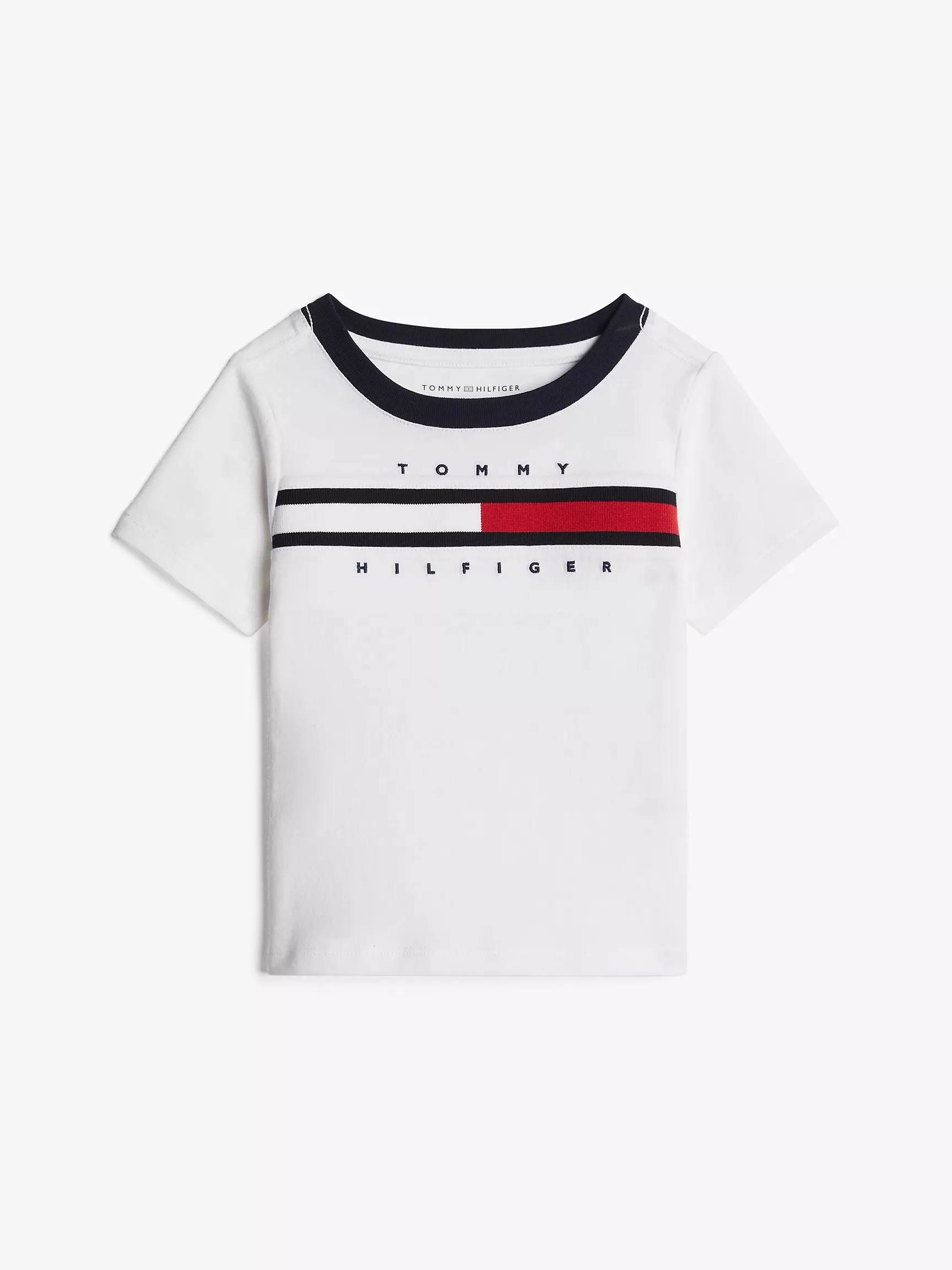 Детская футболка Tommy Hilfiger, Детская футболка с контрастной окантовкой и флаговыми полосками