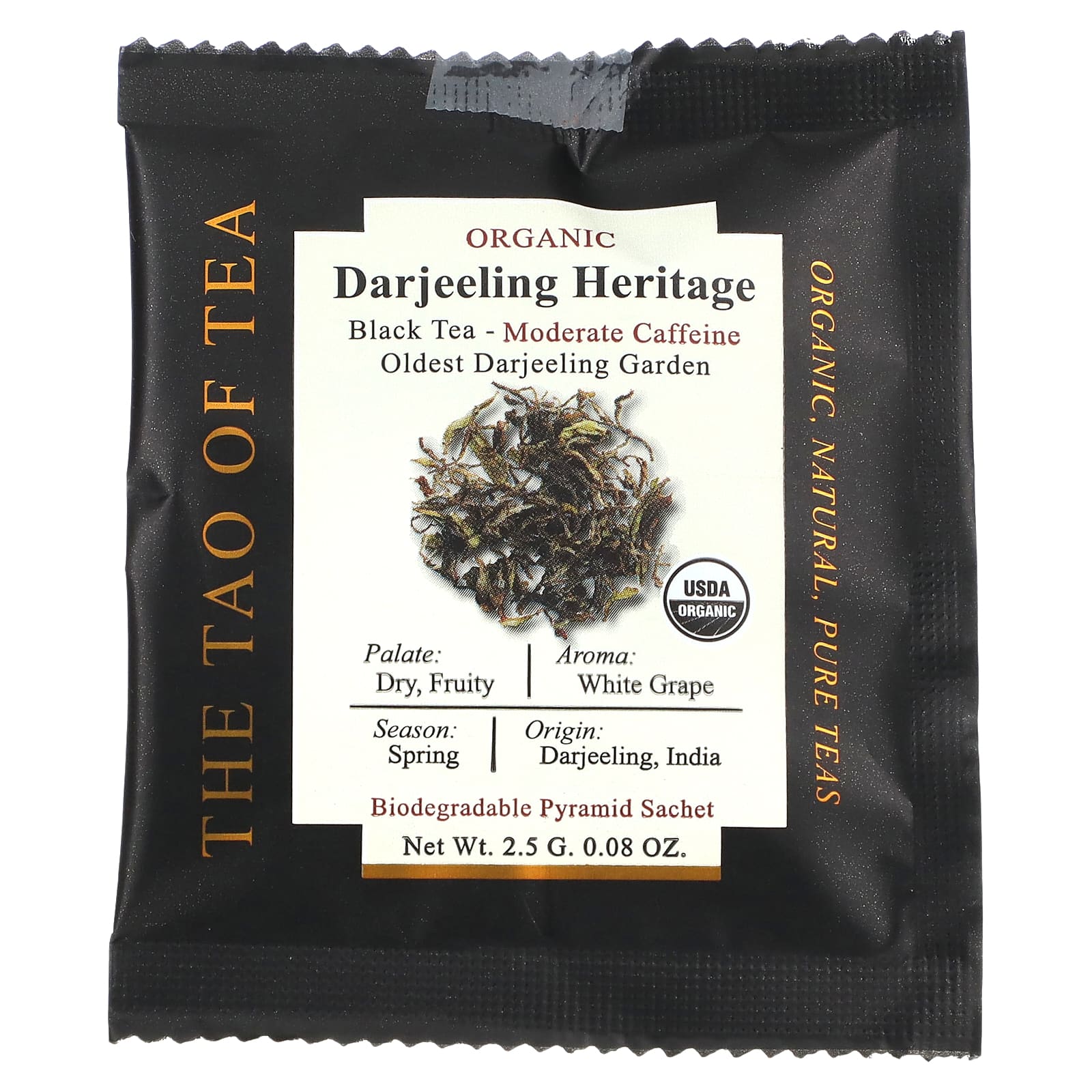 The Tao of Tea, Organic Darjeeling Heritage, черный чай, 15 пакетиков-пирамидок, 37,5 г (1,32 унции)