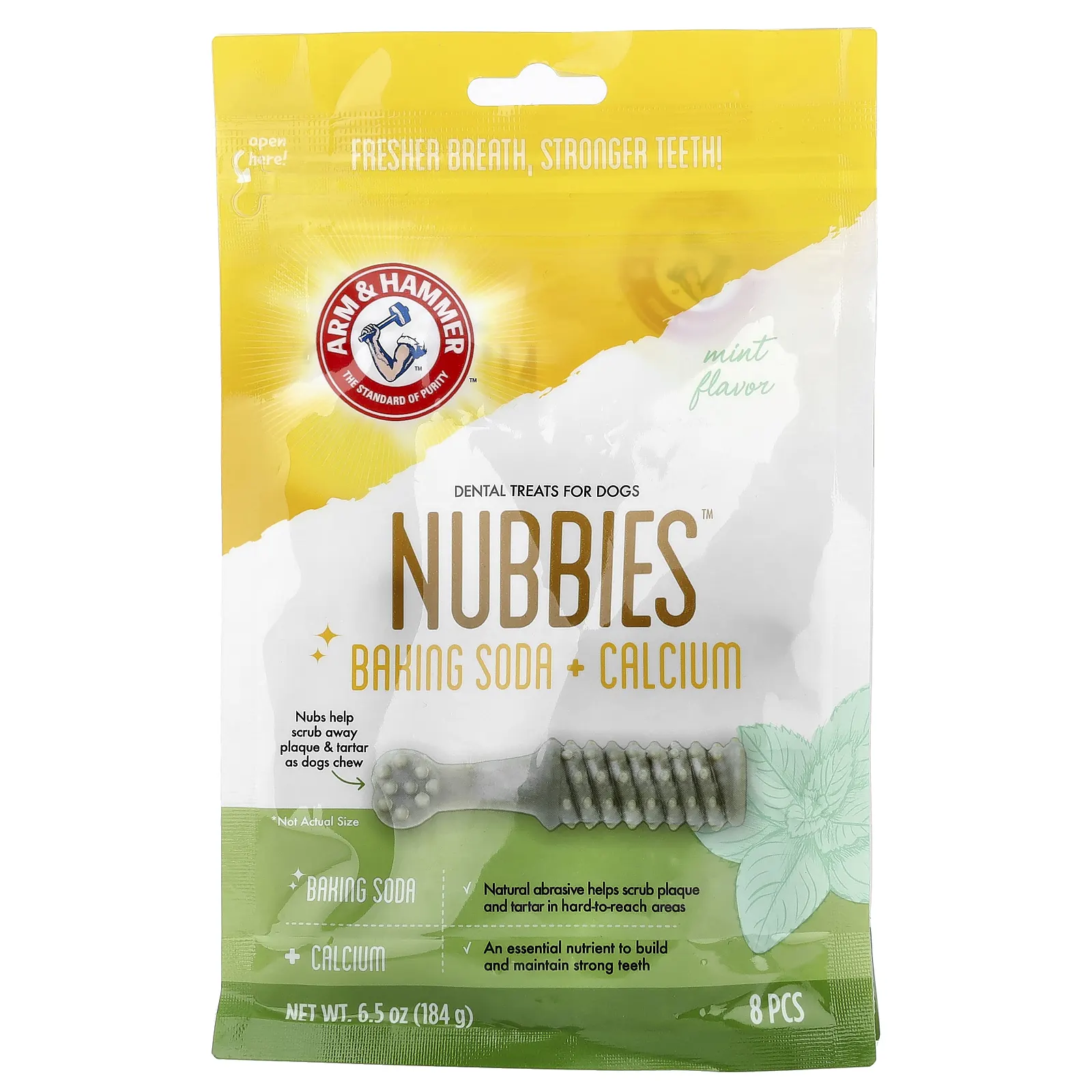 Arm & Hammer, Nubbies™, лакомства для полости рта для собак, со вкусом мяты, 8 шт., 184 г (6,5 унции)