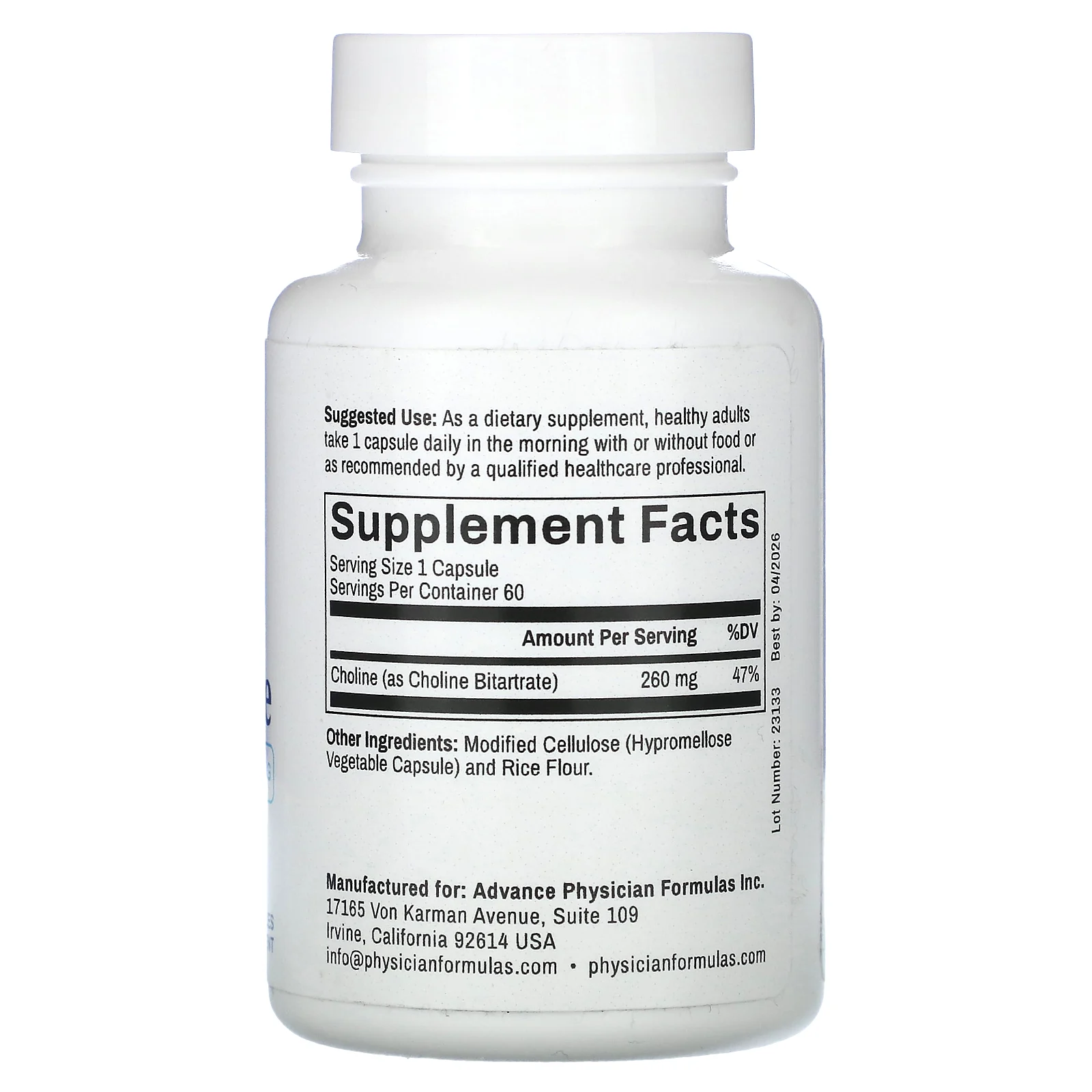 Advance Physician Formulas, битартрат холина, 650 мг, 60 вегетарианских капсул