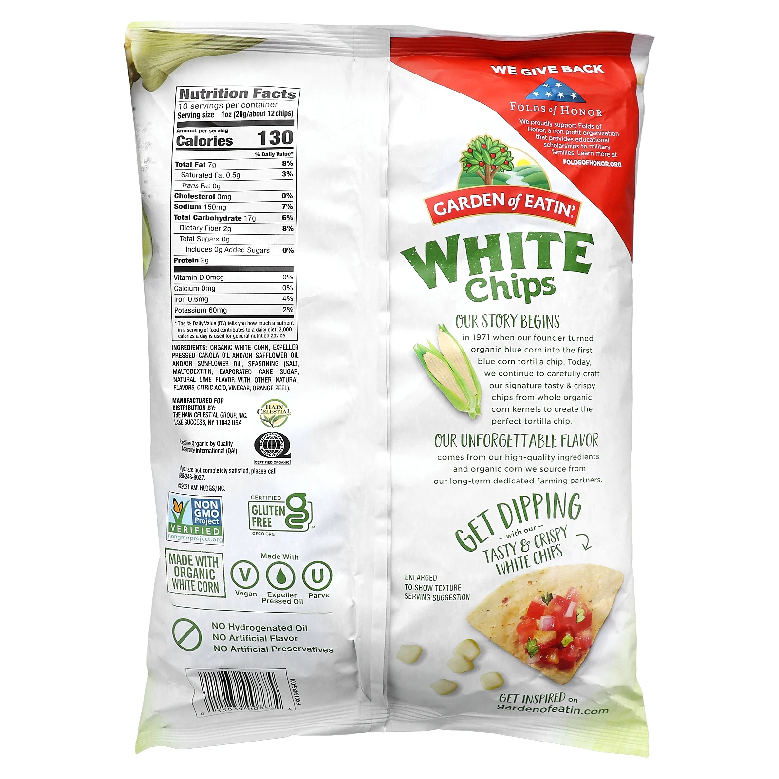 Garden of Eatin', чипсы из тортильи из белой кукурузы с оттенком лайма, 283 г (10 унций)