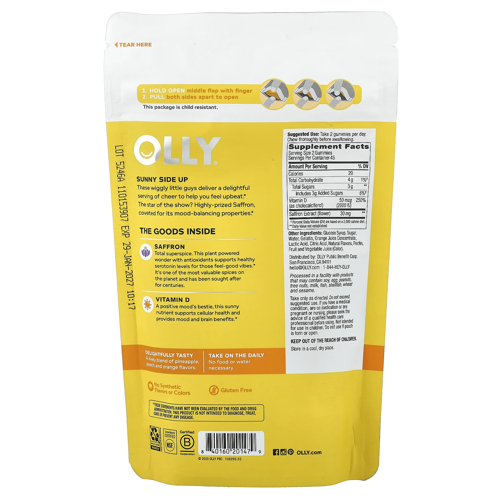 OLLY, Hello Happy®, жевательные червячки, тропические фрукты, 90 жевательных конфет