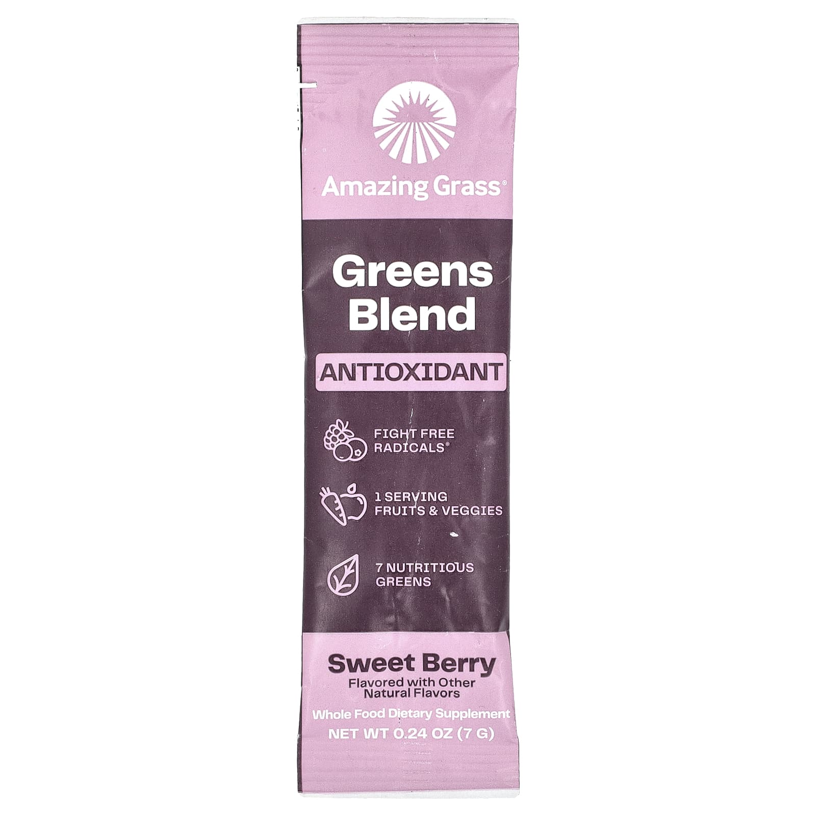 Amazing Grass, Greens Blend, антиоксидант, сладкие ягоды, 15 пакетиков по 7 г (0,24 унции)
