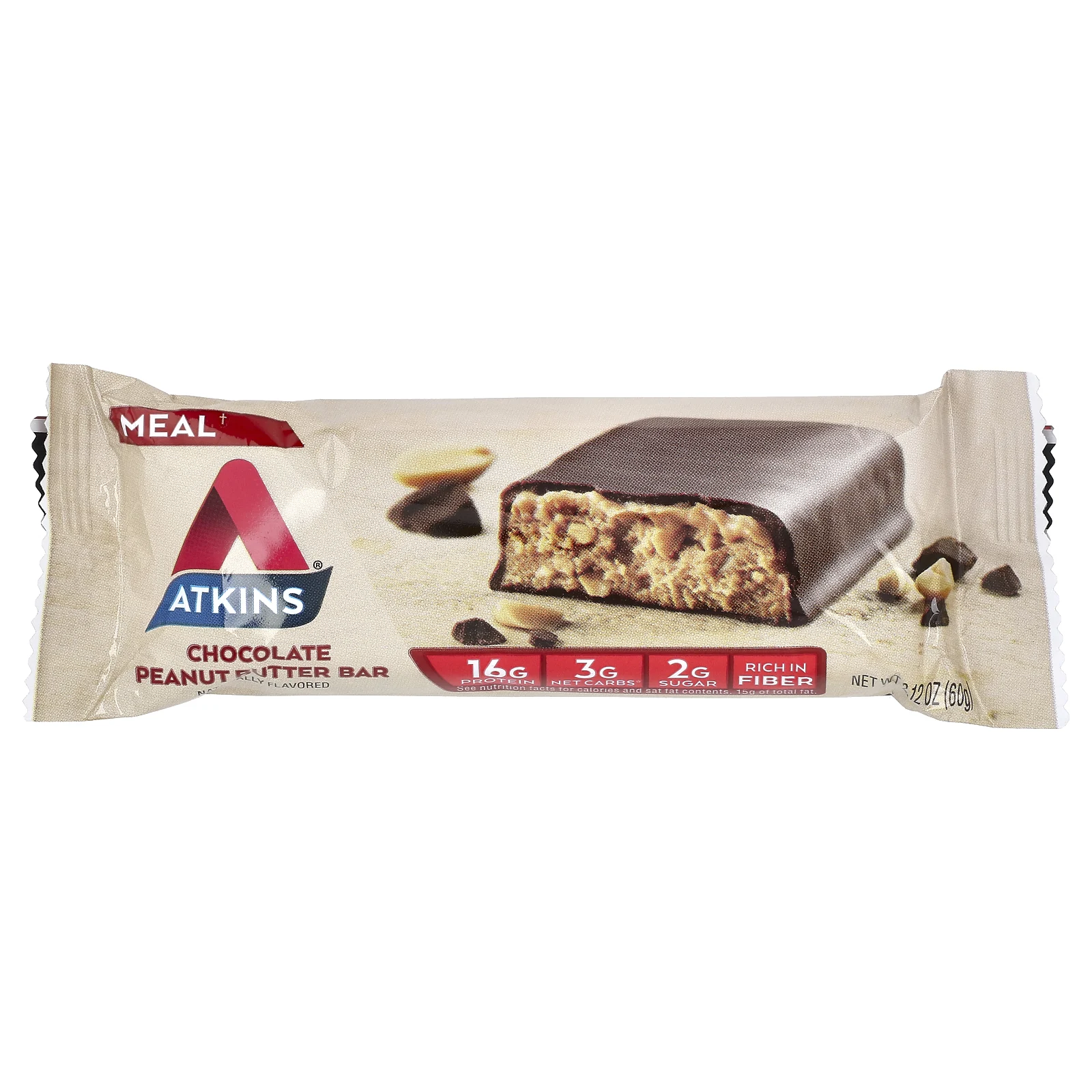 Atkins, Protein Meal Bar, шоколадно-арахисовая паста, 5 батончиков, 60 г (2,12 унции)