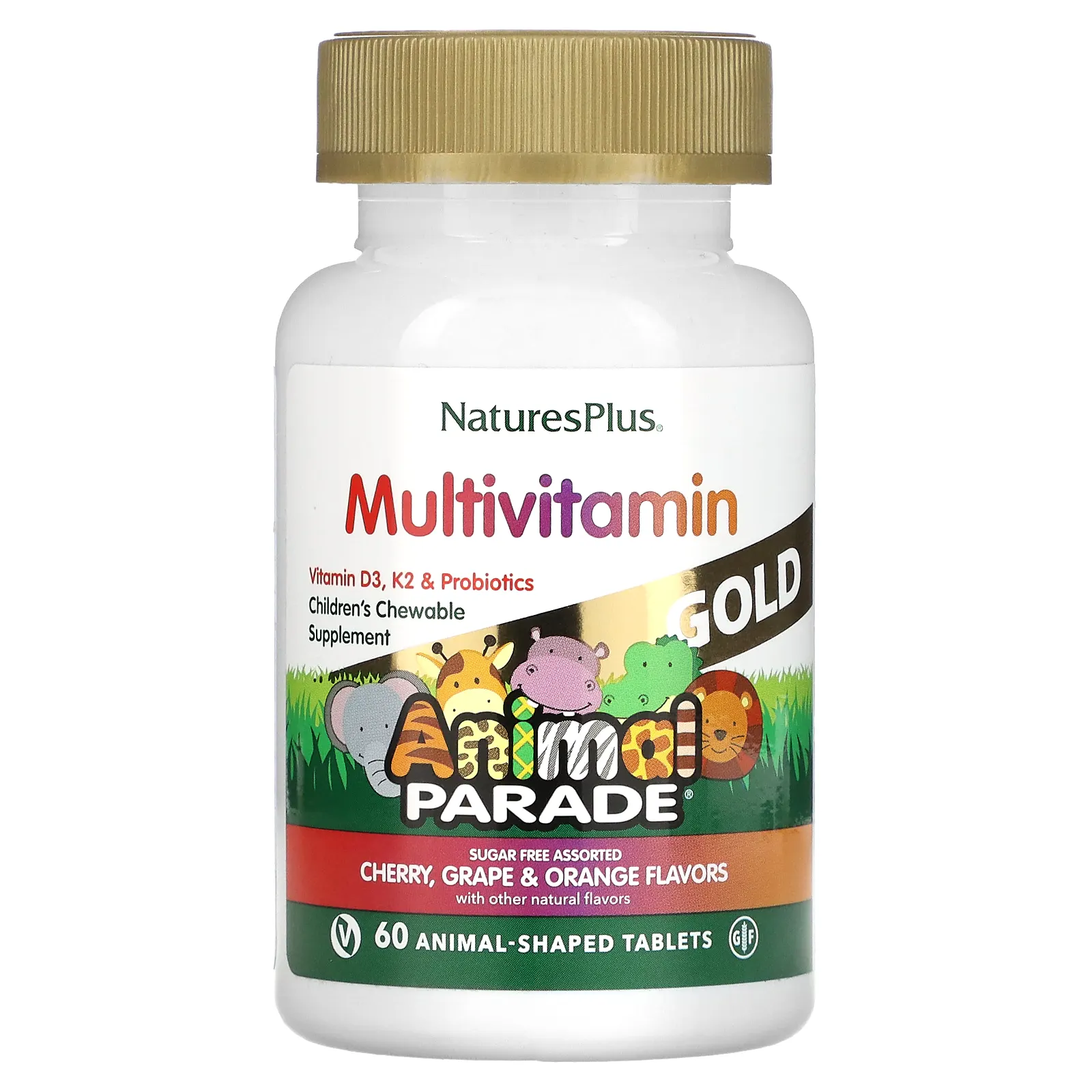 NaturesPlus, Source of Life, Animal Parade Gold, жевательные мультивитамины с микроэлементами для детей, в ассортименте, 60 таблеток в форме животных