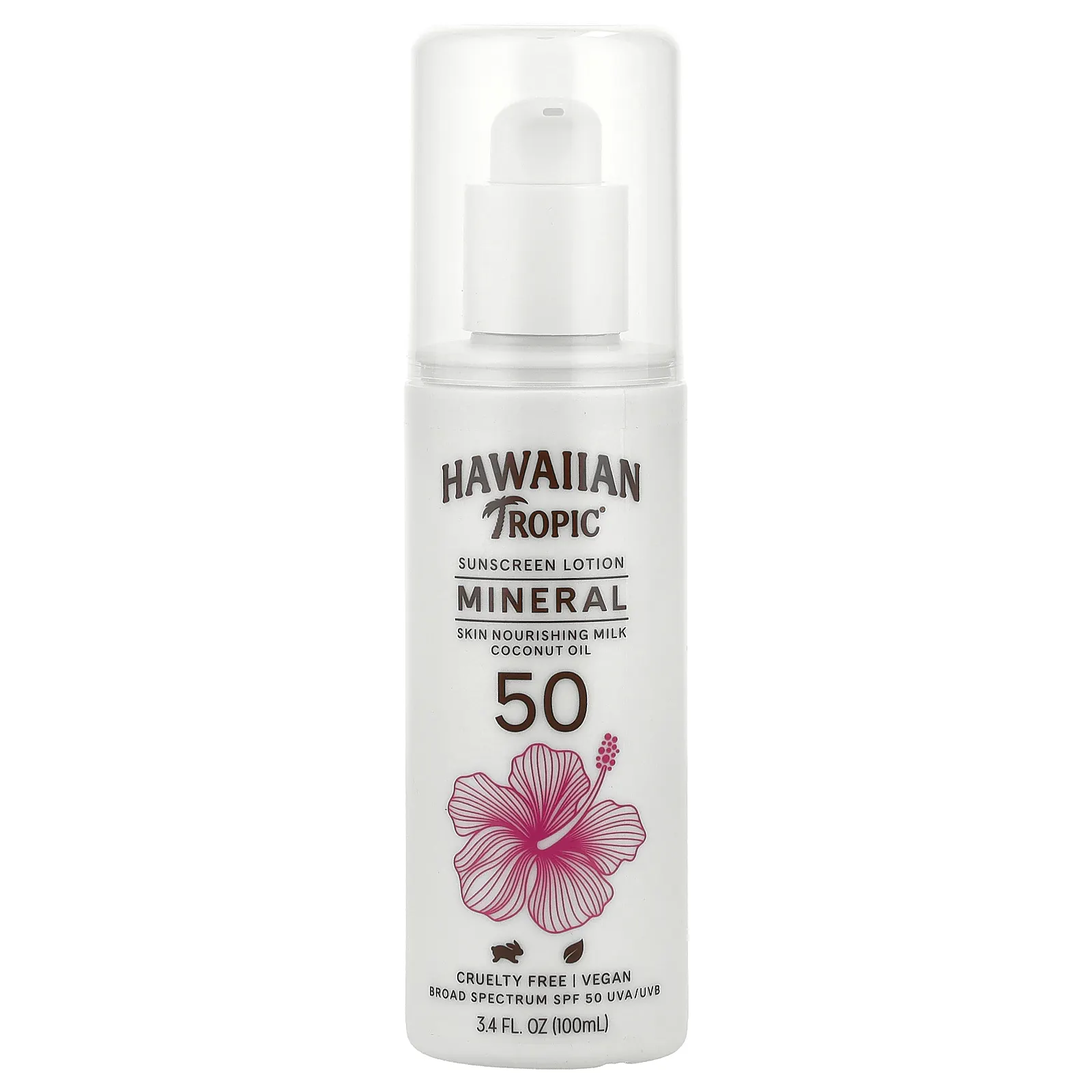 Hawaiian Tropic, Минеральный солнцезащитный лосьон, SPF 50, 100 мл (3,4 жидк. унц.)