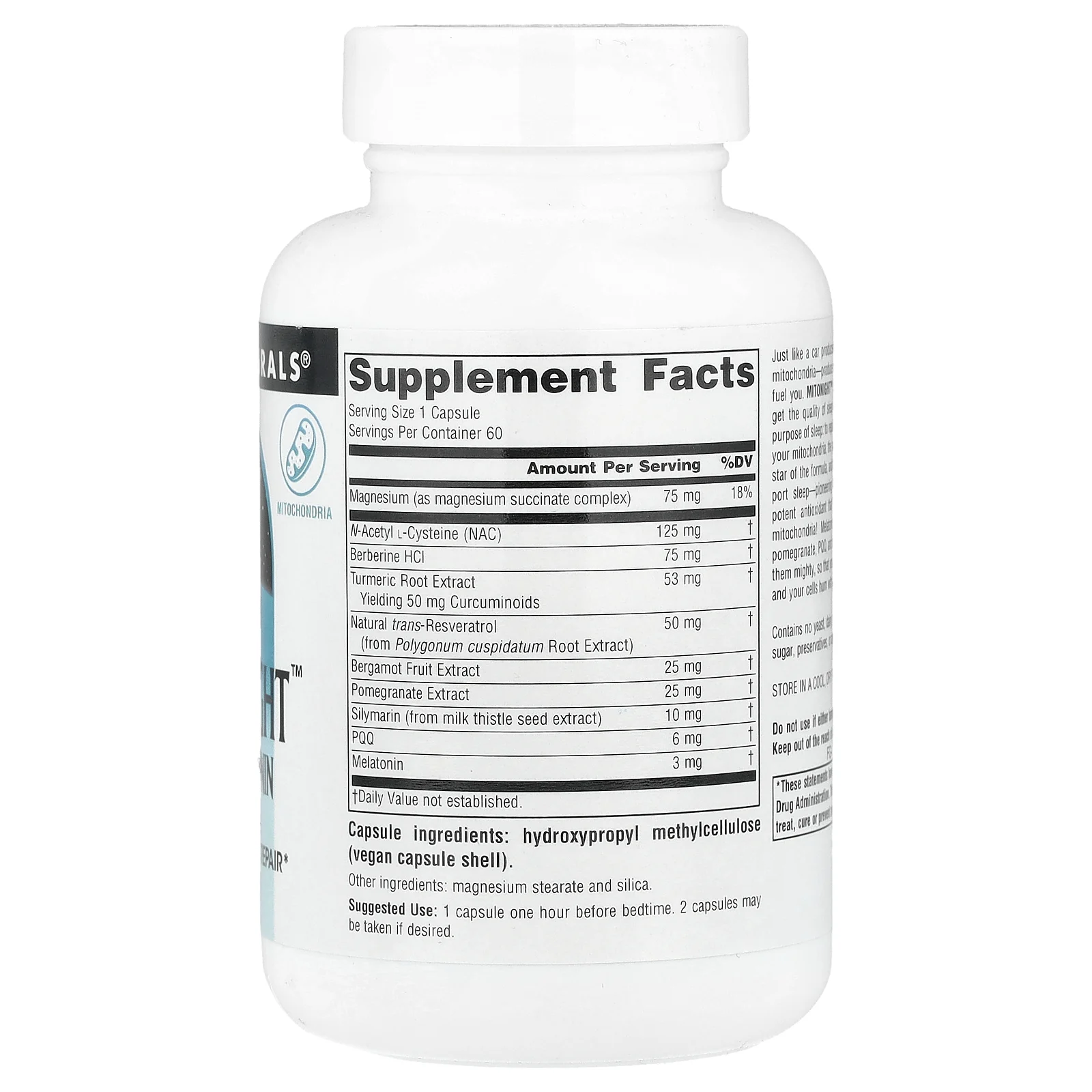 Source Naturals, MitoNight™ с мелатонином, 60 капсул