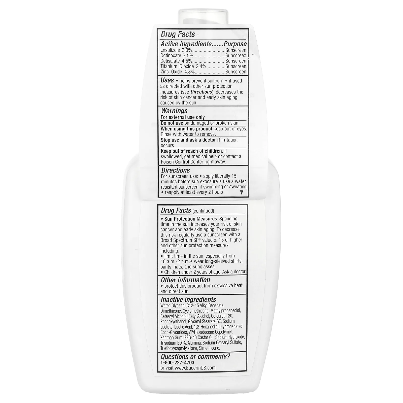 Eucerin, ежедневный солнцезащитный лосьон для лица, SPF 30, без отдушки, 118 мл (4 жидк. унции)