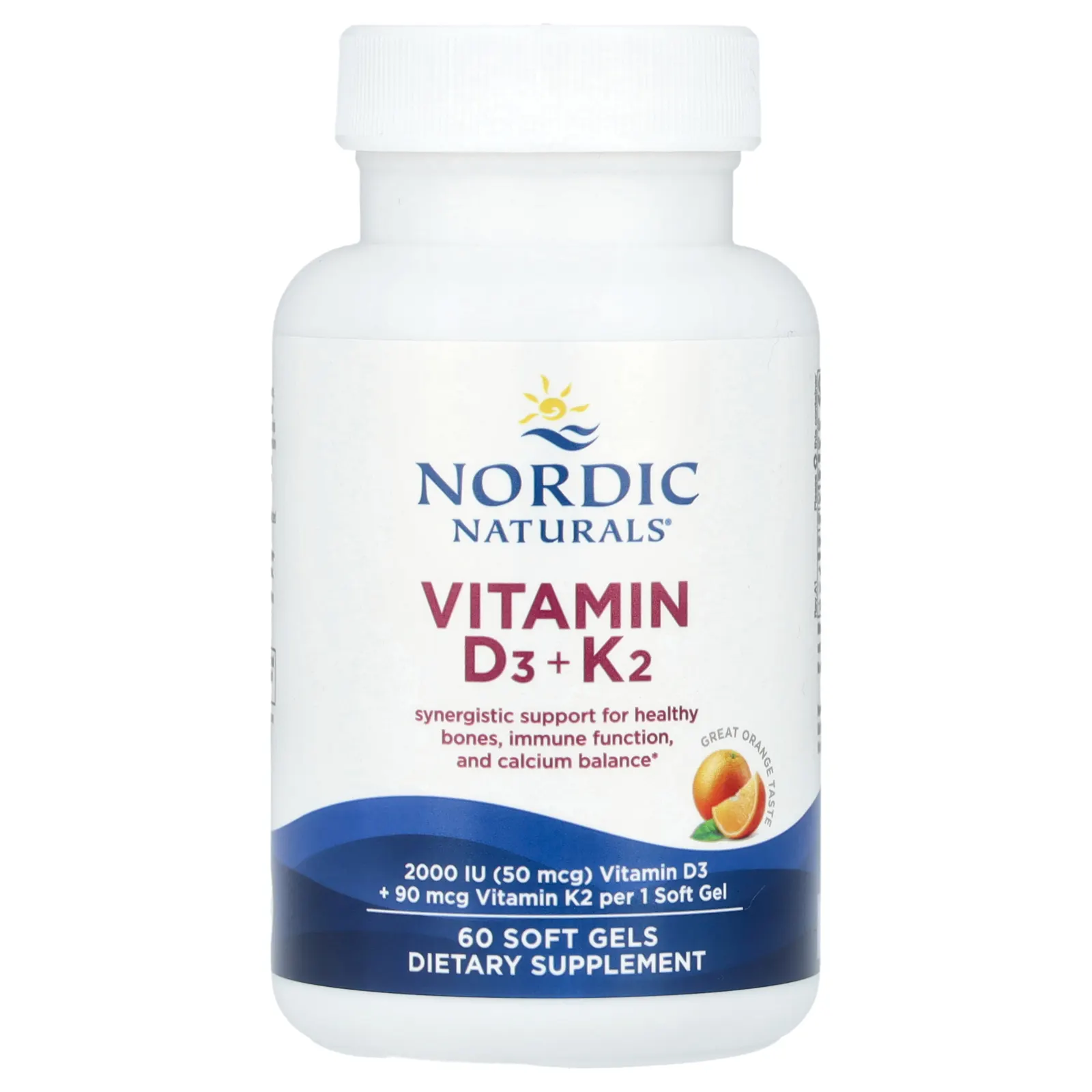 Nordic Naturals, Vitamin D3 + K2, Great Orange, 60 Soft Gels