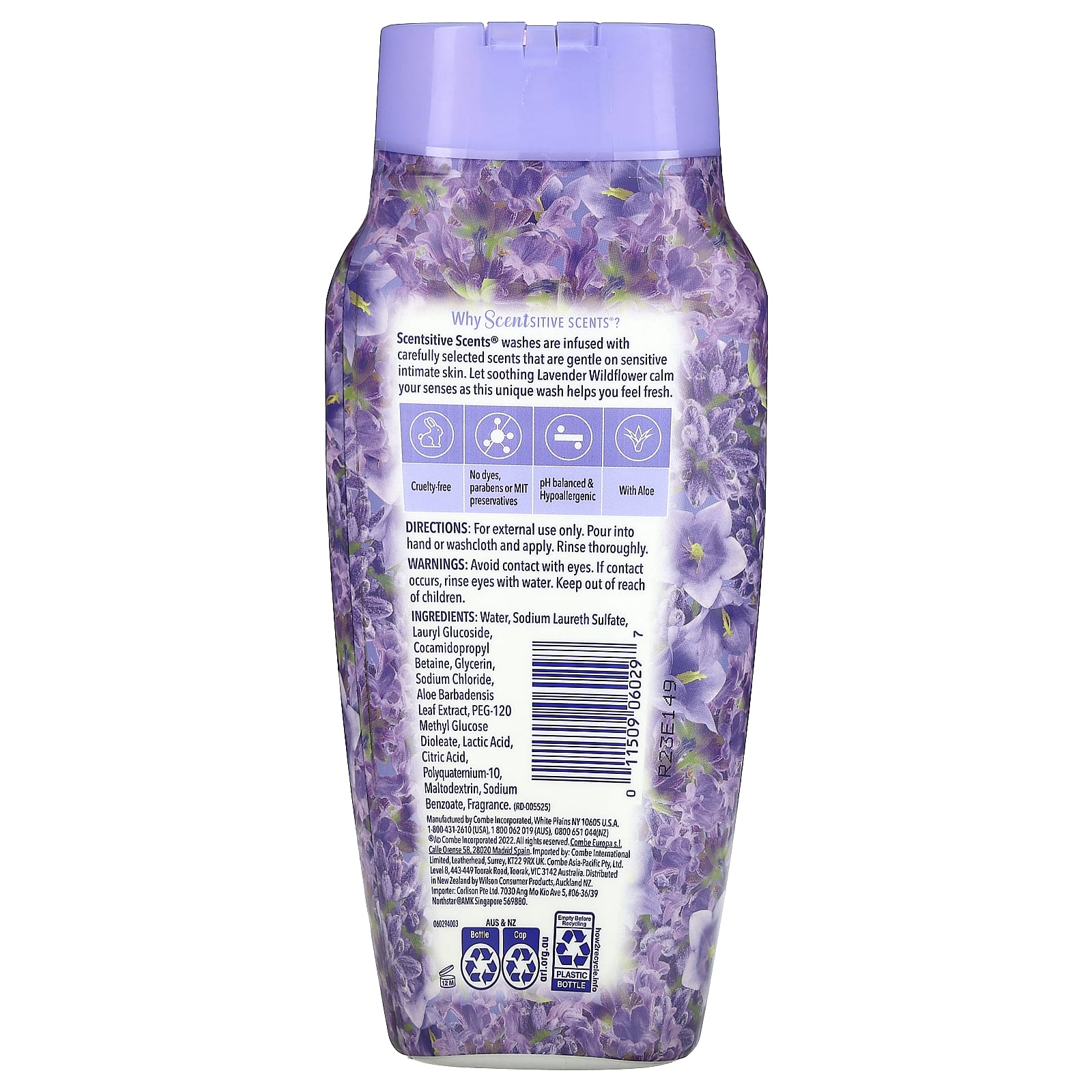 Vagisil, Scentsitive Scents, средство для ежедневного умывания, лаванда, полевой цветок, 354 мл (12 жидк. унций)