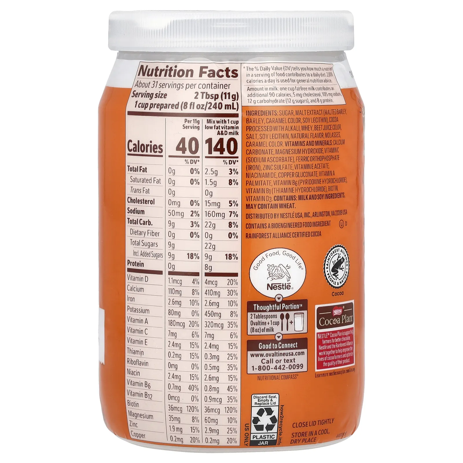 Ovaltine, Шоколадно-солодовая смесь, 12 унций (340 г)