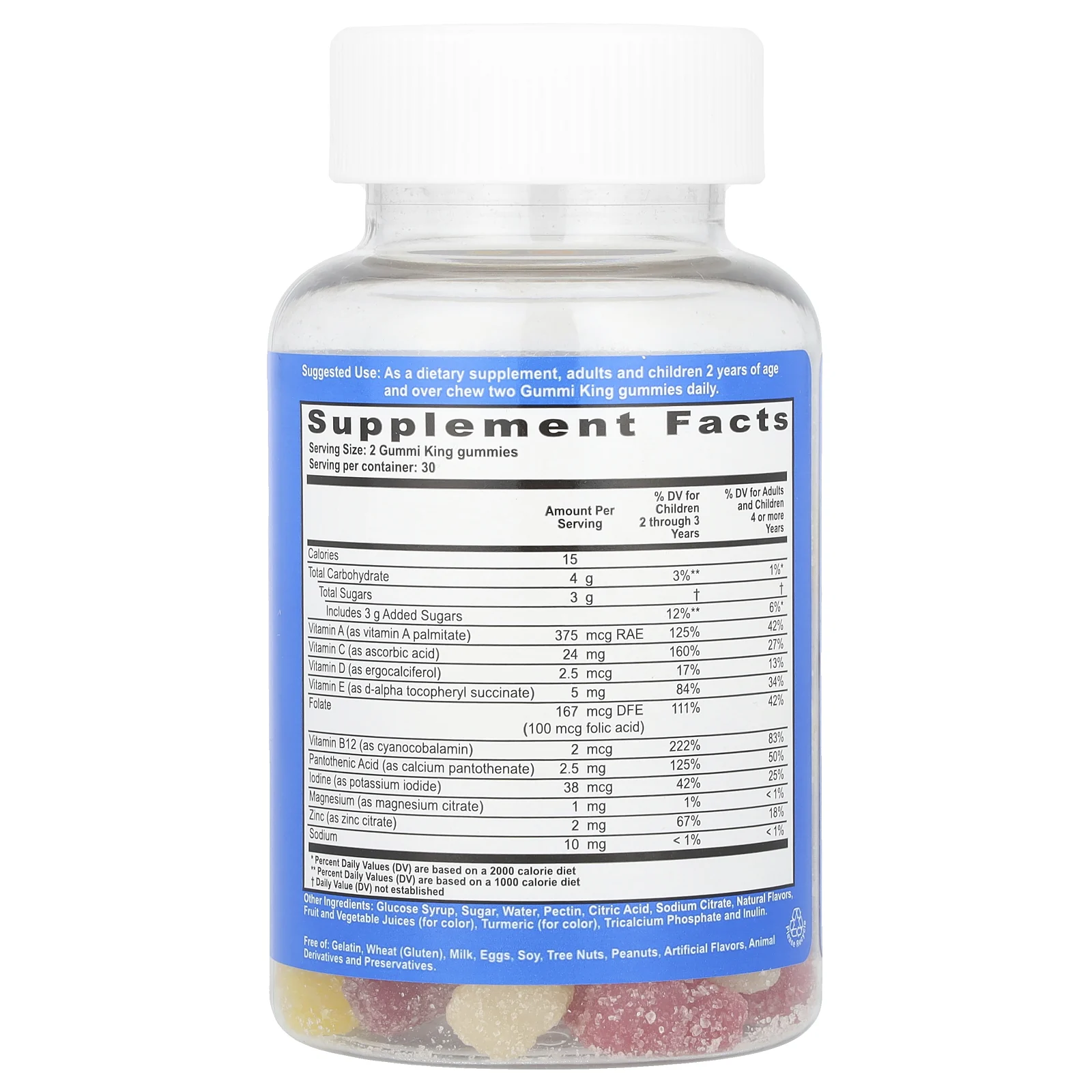 GummiKing, мультивитамины и микроэлементы для детей, со вкусом клубники, апельсина, лимона, винограда, вишни и грейпфрута, 60 жевательных таблеток