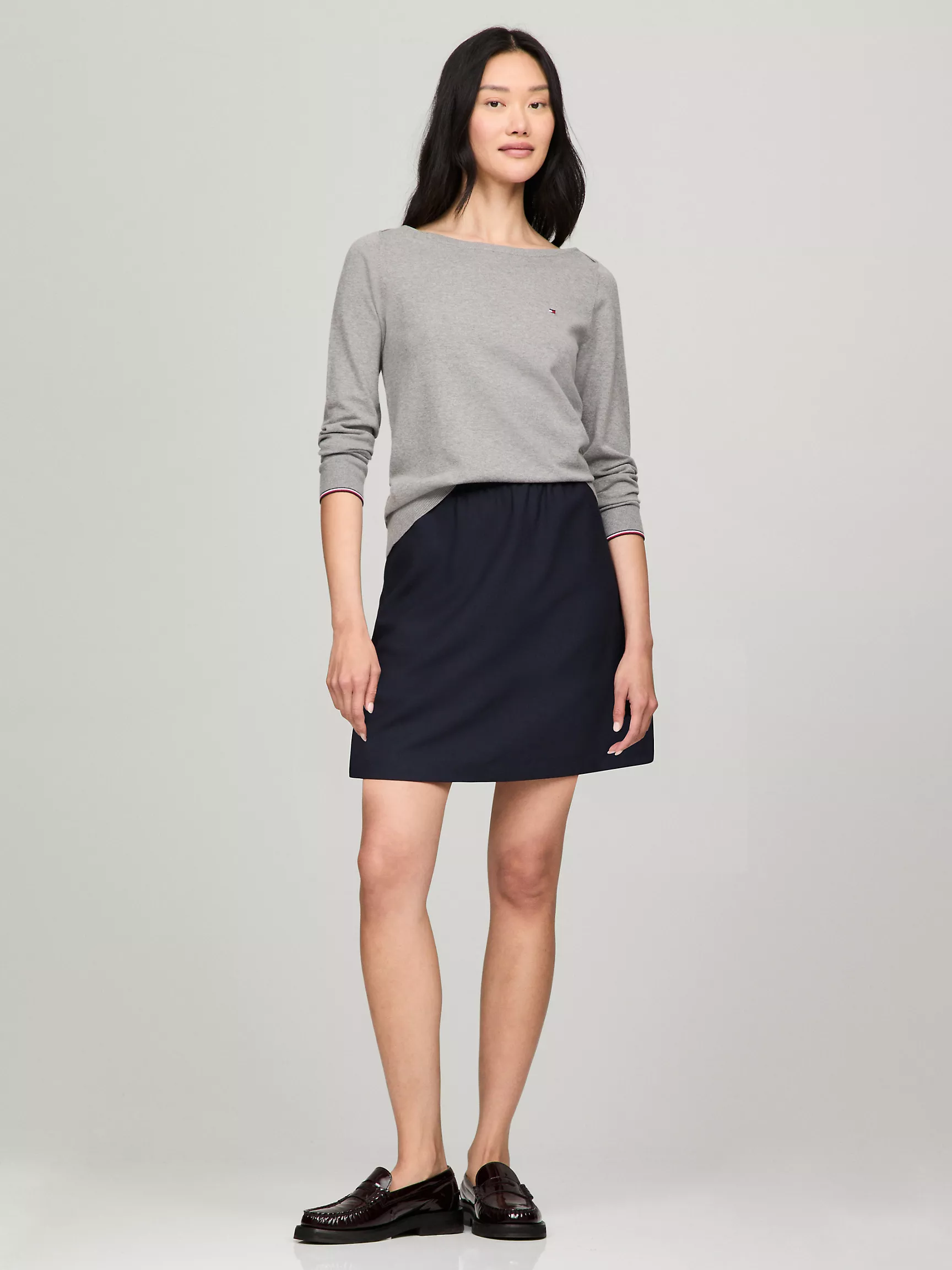 Женский свитер Tommy Hilfiger, Однотонный свитер с вырезом "лодочка"