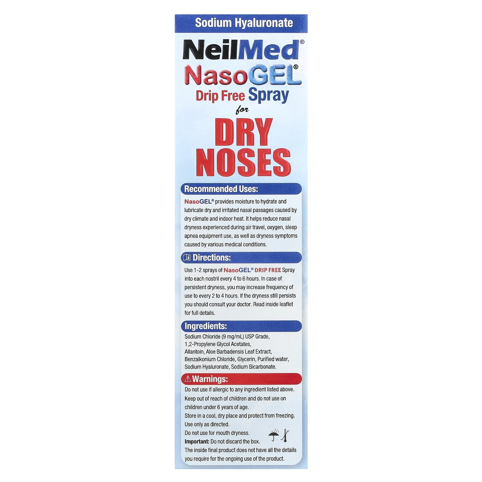 NeilMed, NasoGel, средство от сухости слизистой носа, 1 флакон, 30 мл (1 жидк. унция)