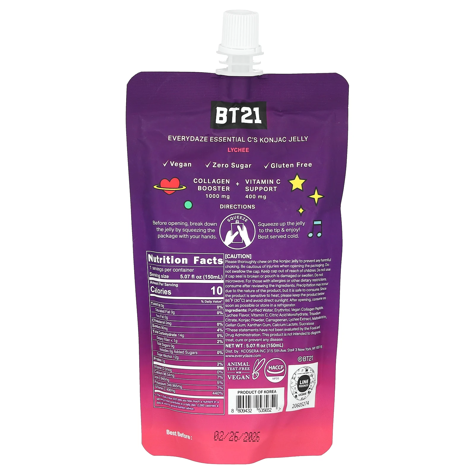 Everydaze, Essential C's Konjac Jelly, личи, 150 мл (5,07 жидк. Унции)