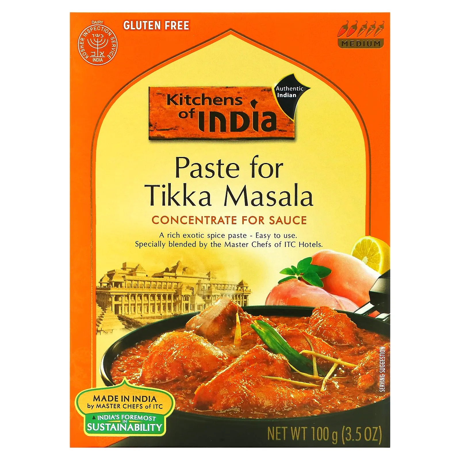 Kitchens of India, Паста для тикка-масалы, концентрат для соусов, средний, 3,5 унц. (100 г)